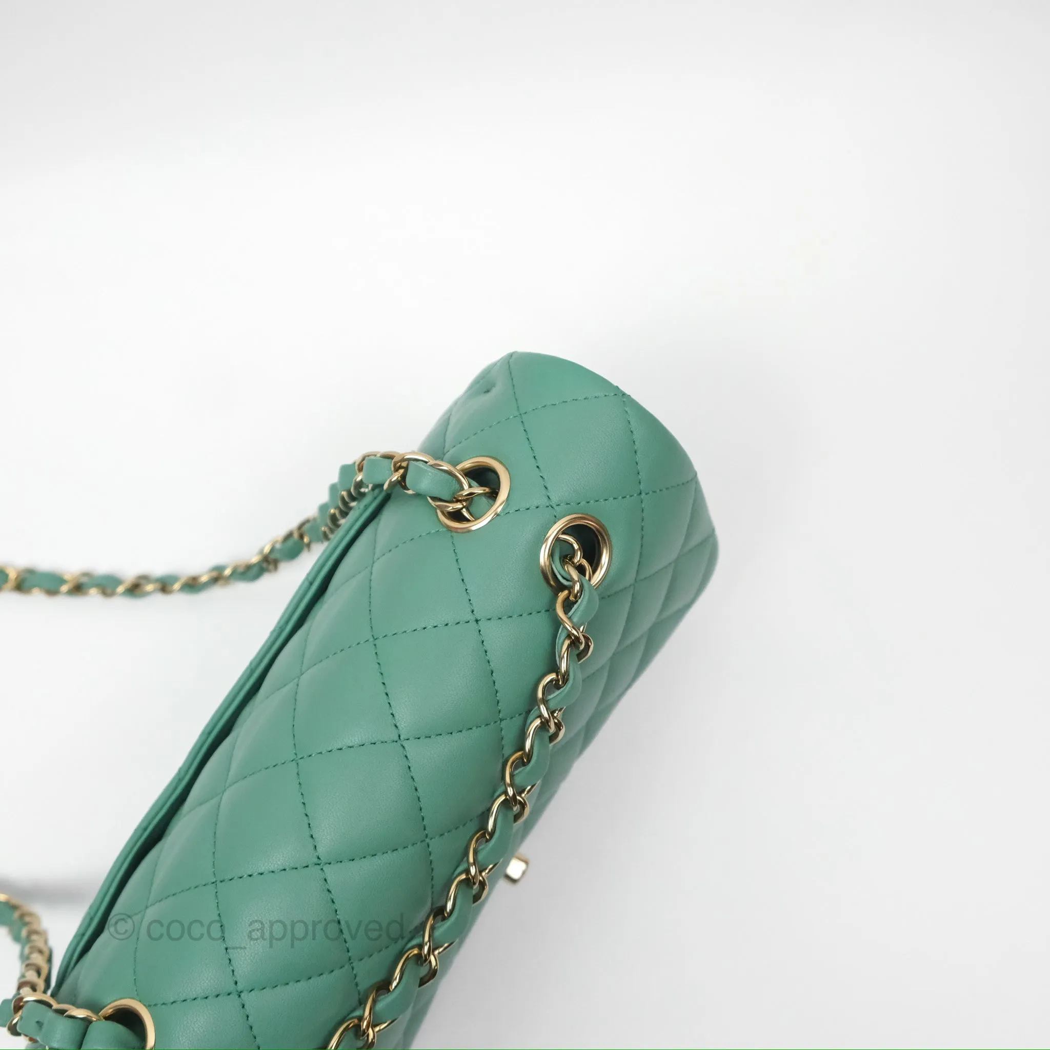 Chanel Small S/M Classic Flap Green Lambskin Gold Hardware