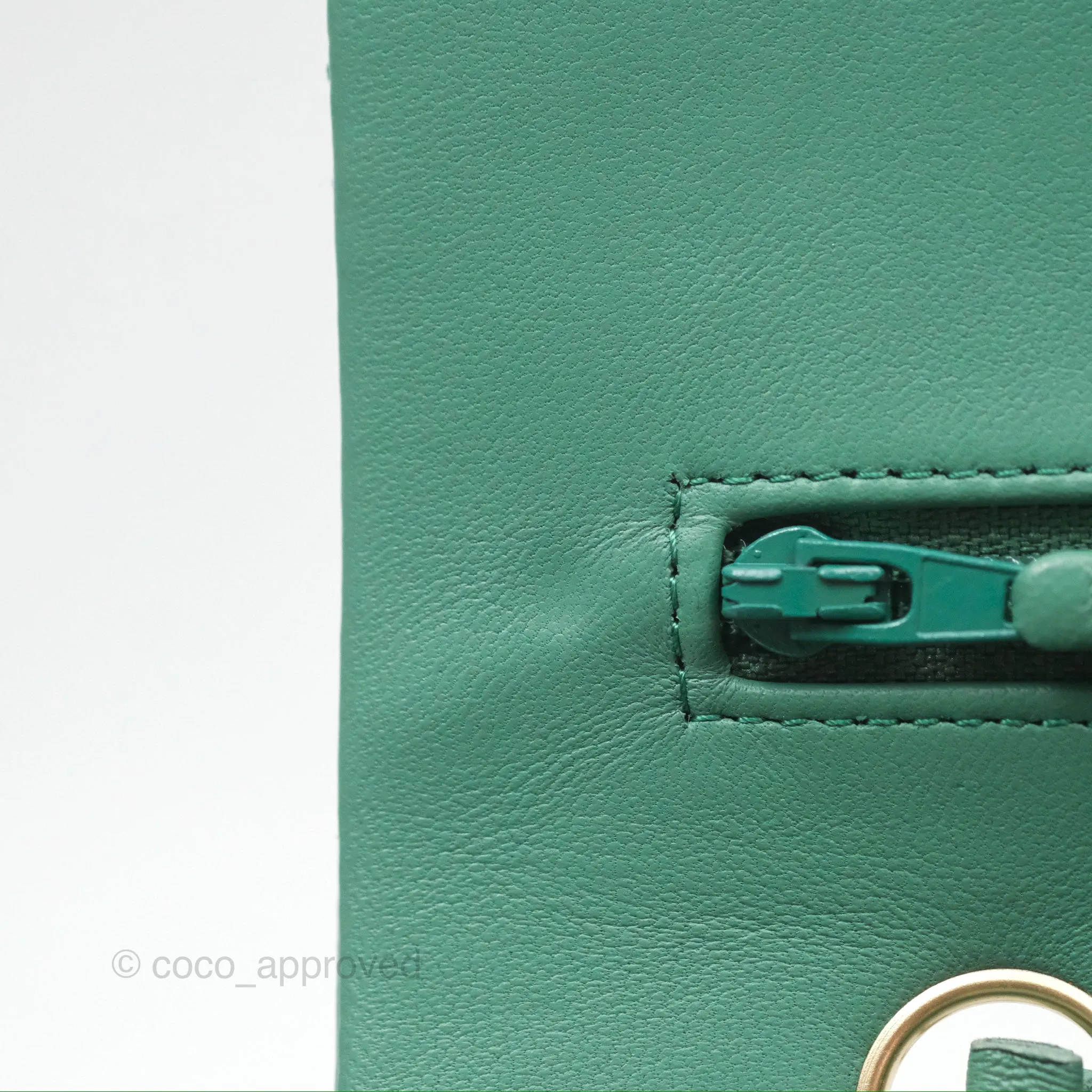 Chanel Small S/M Classic Flap Green Lambskin Gold Hardware