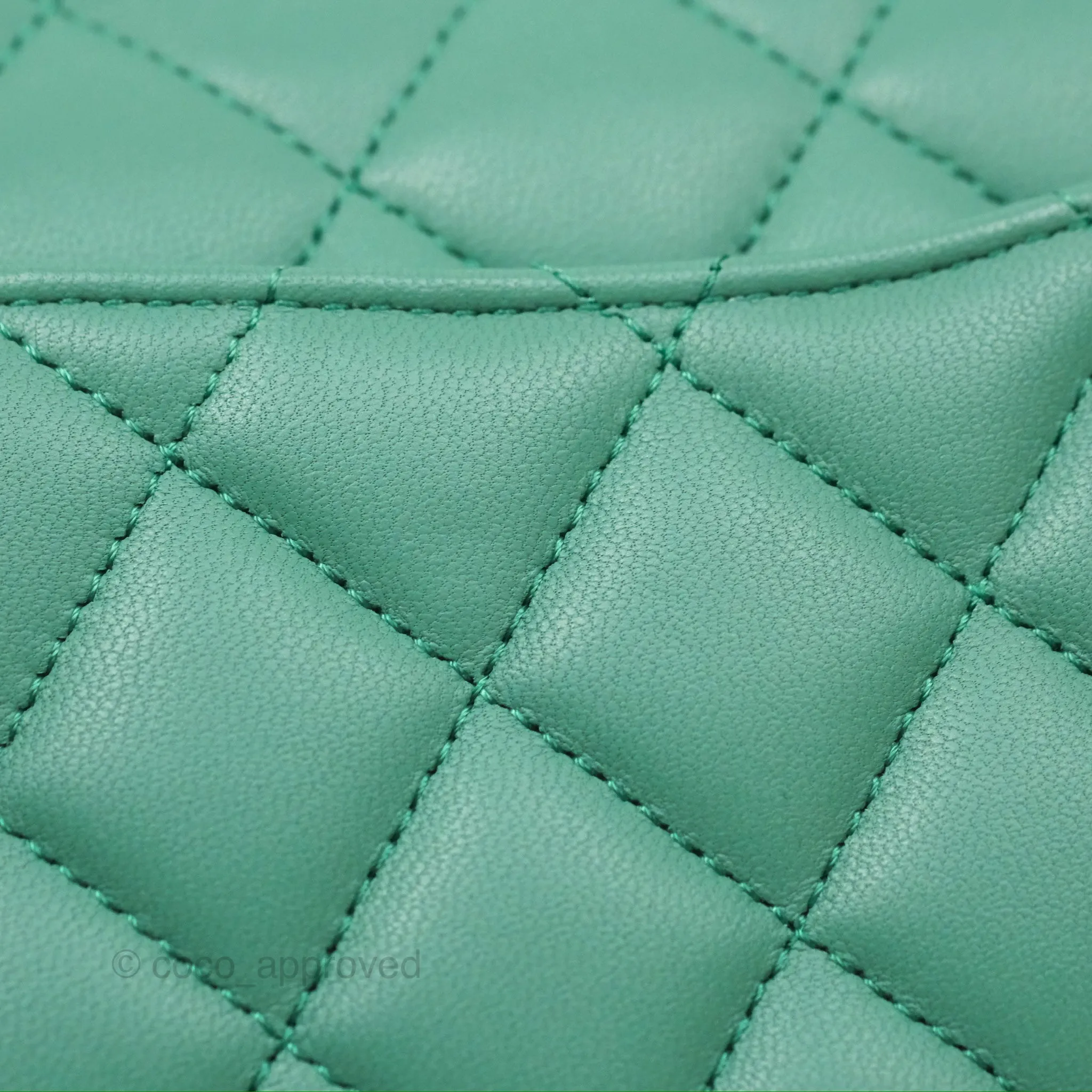 Chanel Small S/M Classic Flap Green Lambskin Gold Hardware