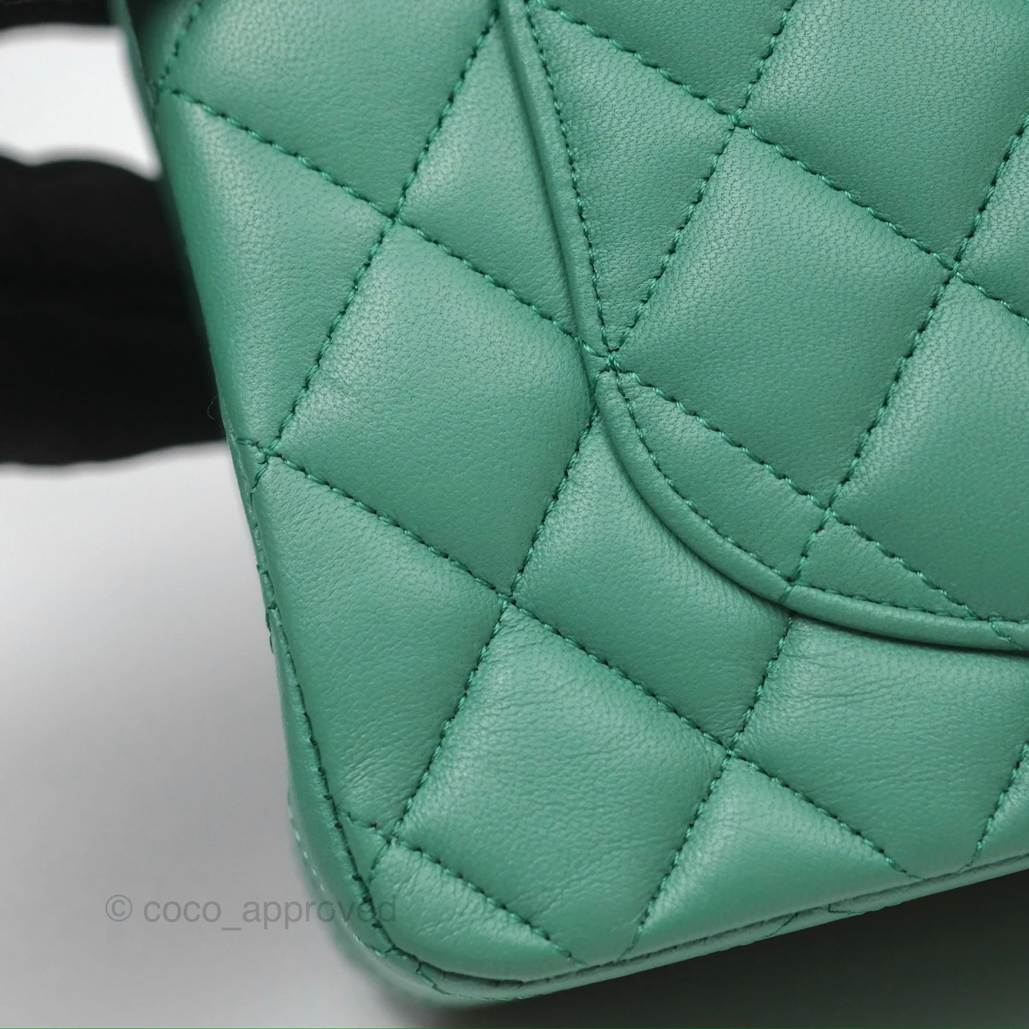 Chanel Small S/M Classic Flap Green Lambskin Gold Hardware