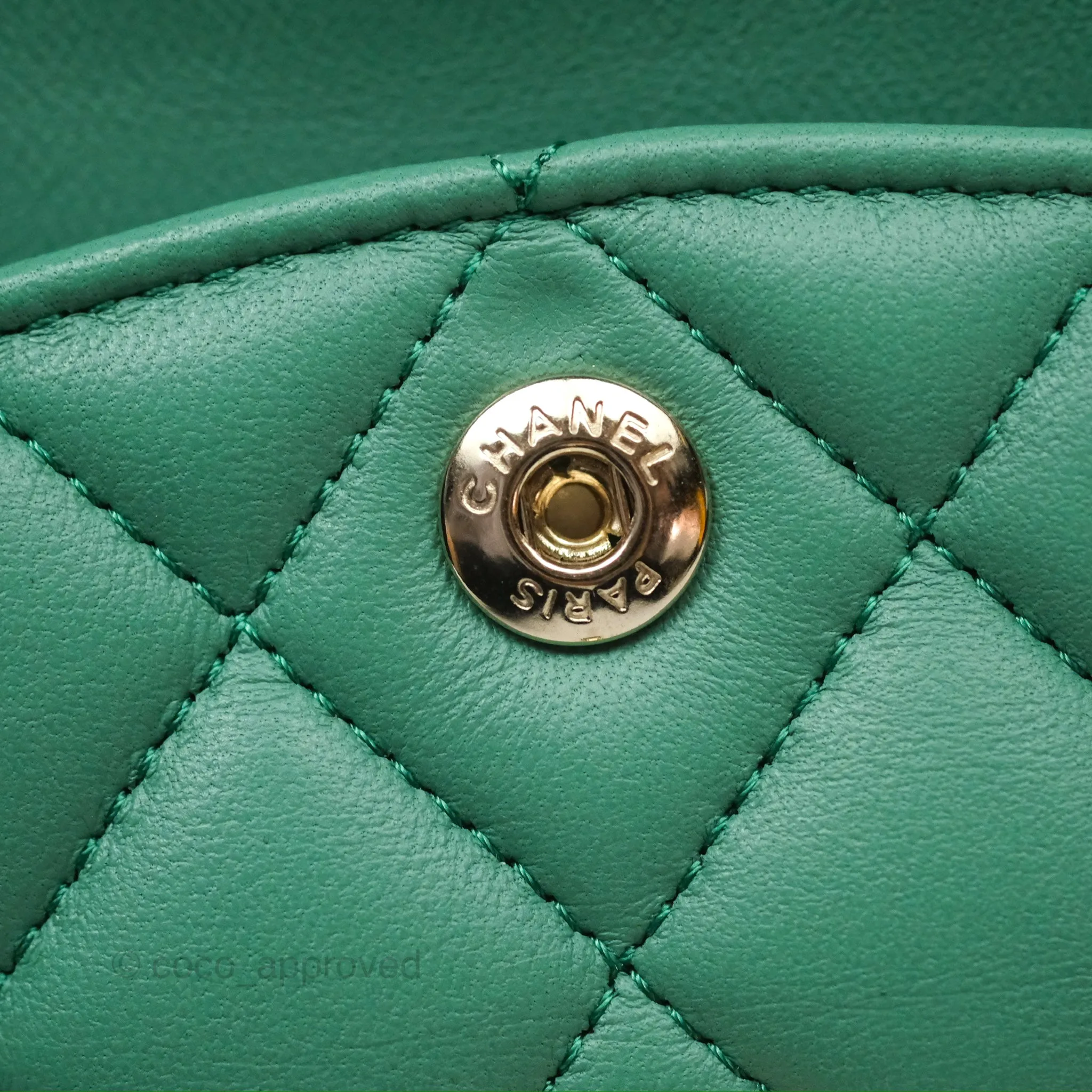 Chanel Small S/M Classic Flap Green Lambskin Gold Hardware