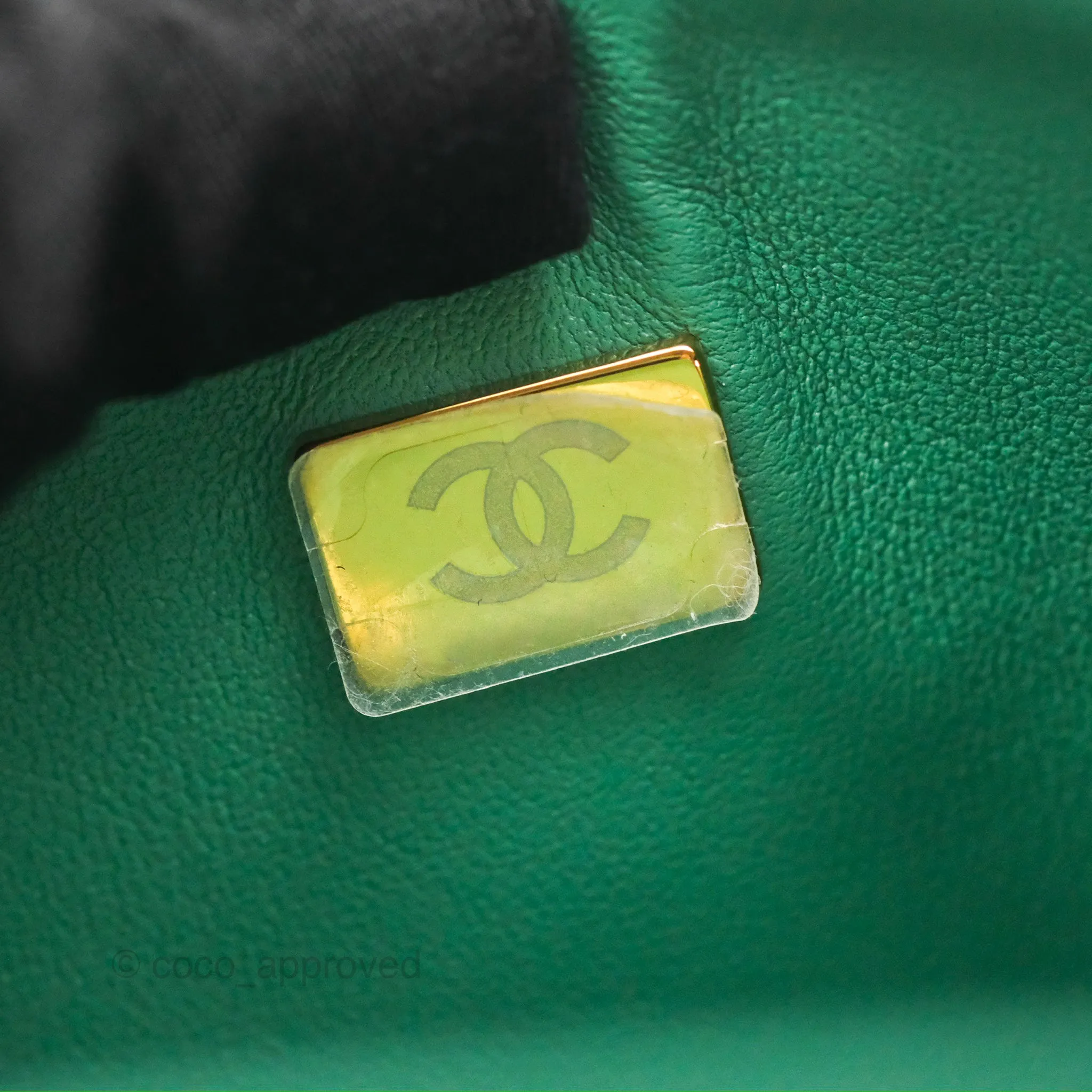 Chanel Small S/M Classic Flap Green Lambskin Gold Hardware
