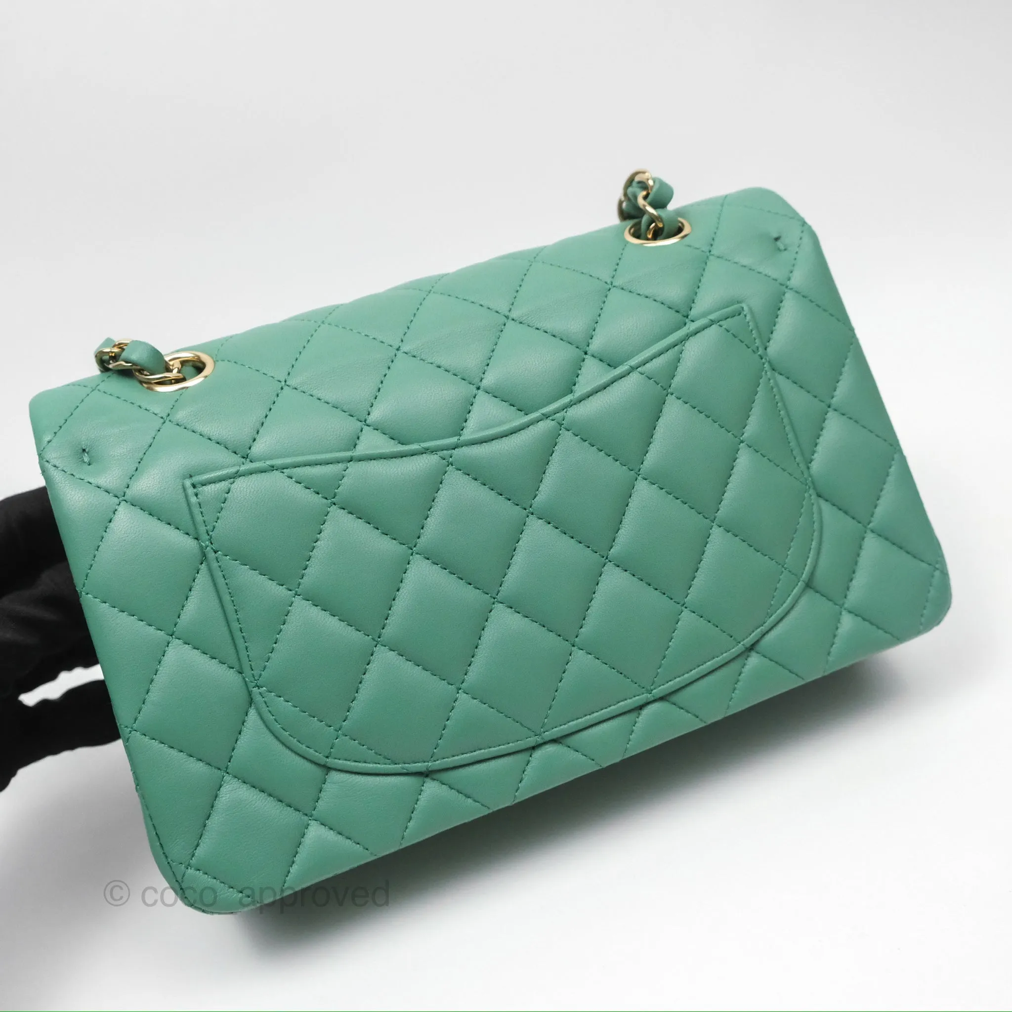 Chanel Small S/M Classic Flap Green Lambskin Gold Hardware
