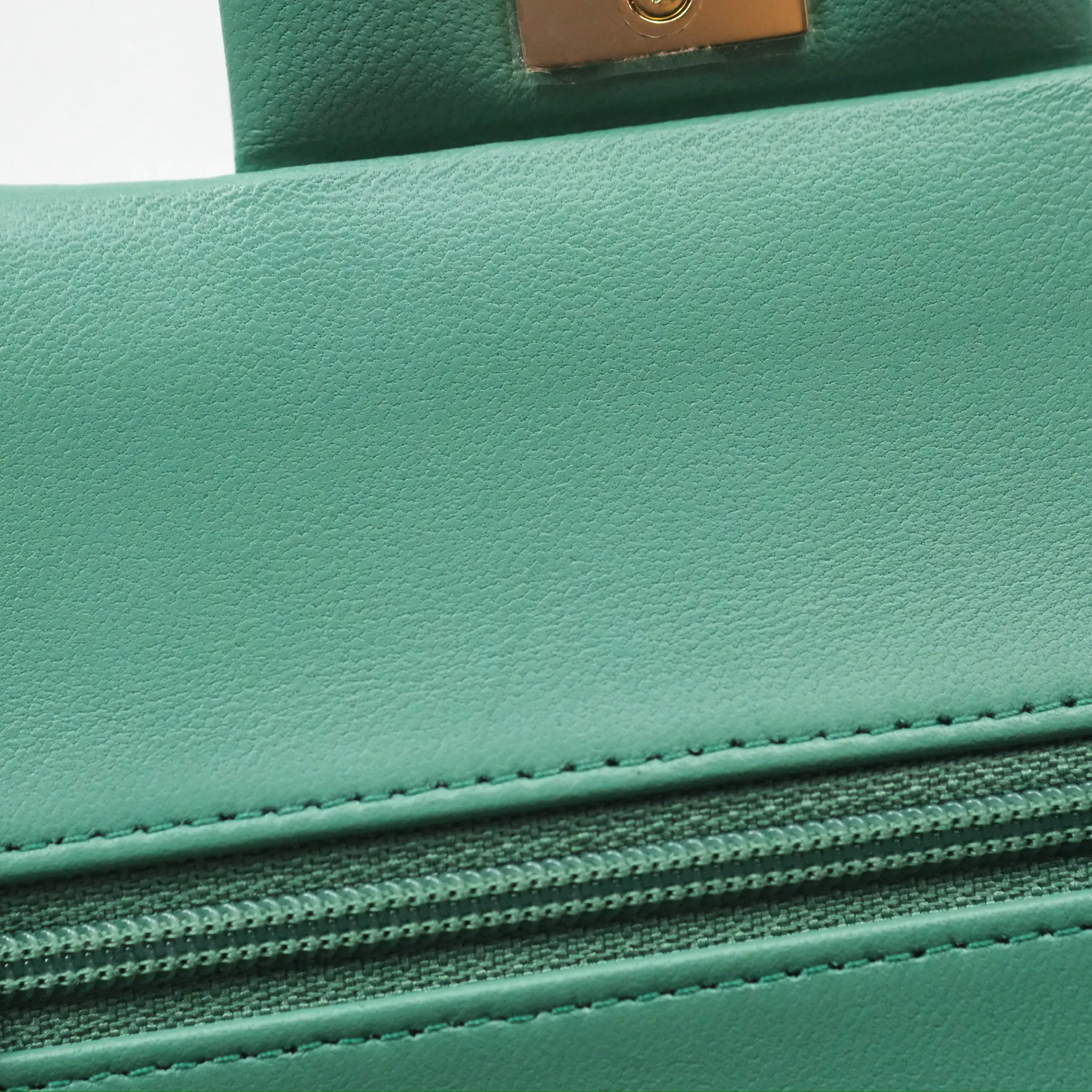 Chanel Small S/M Classic Flap Green Lambskin Gold Hardware