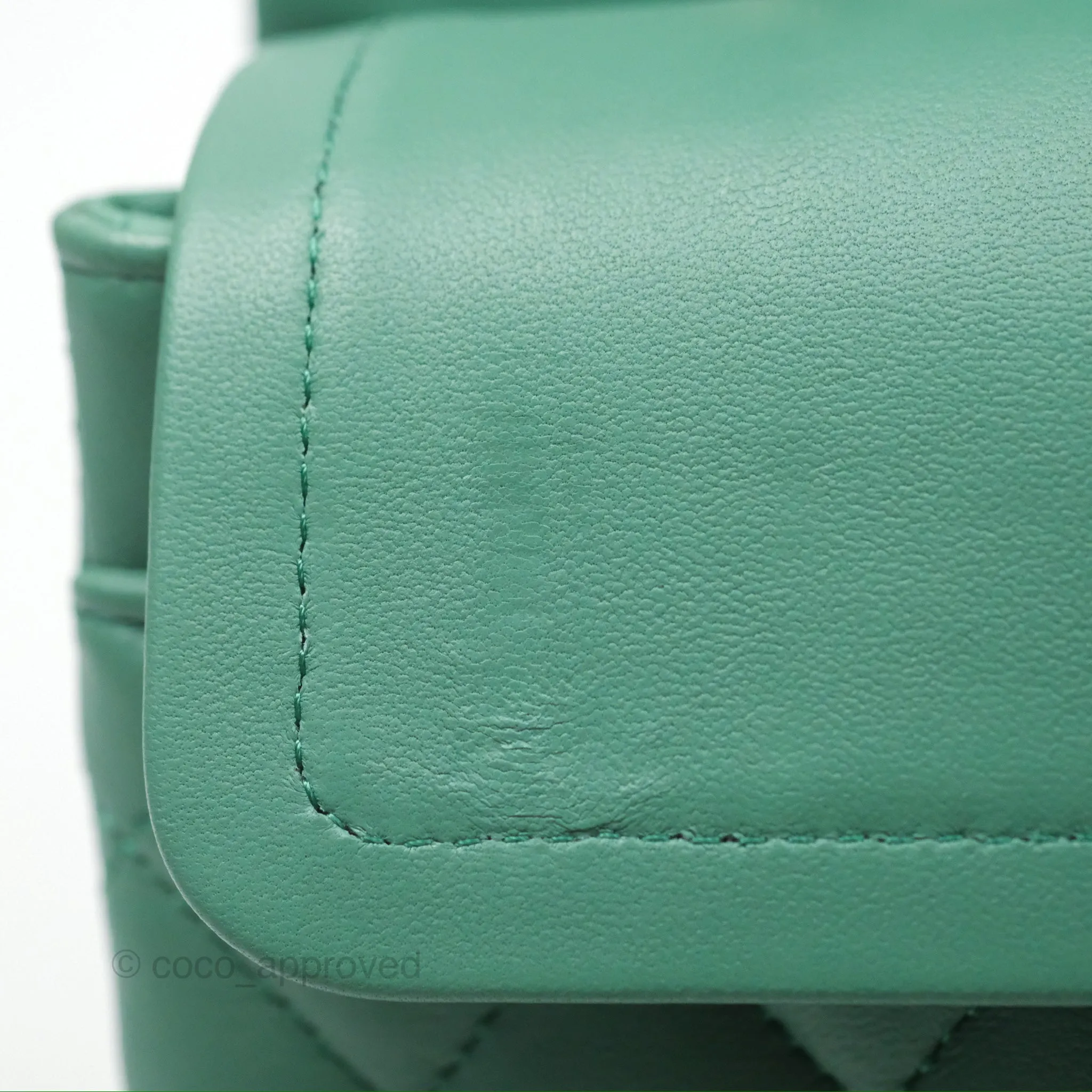 Chanel Small S/M Classic Flap Green Lambskin Gold Hardware