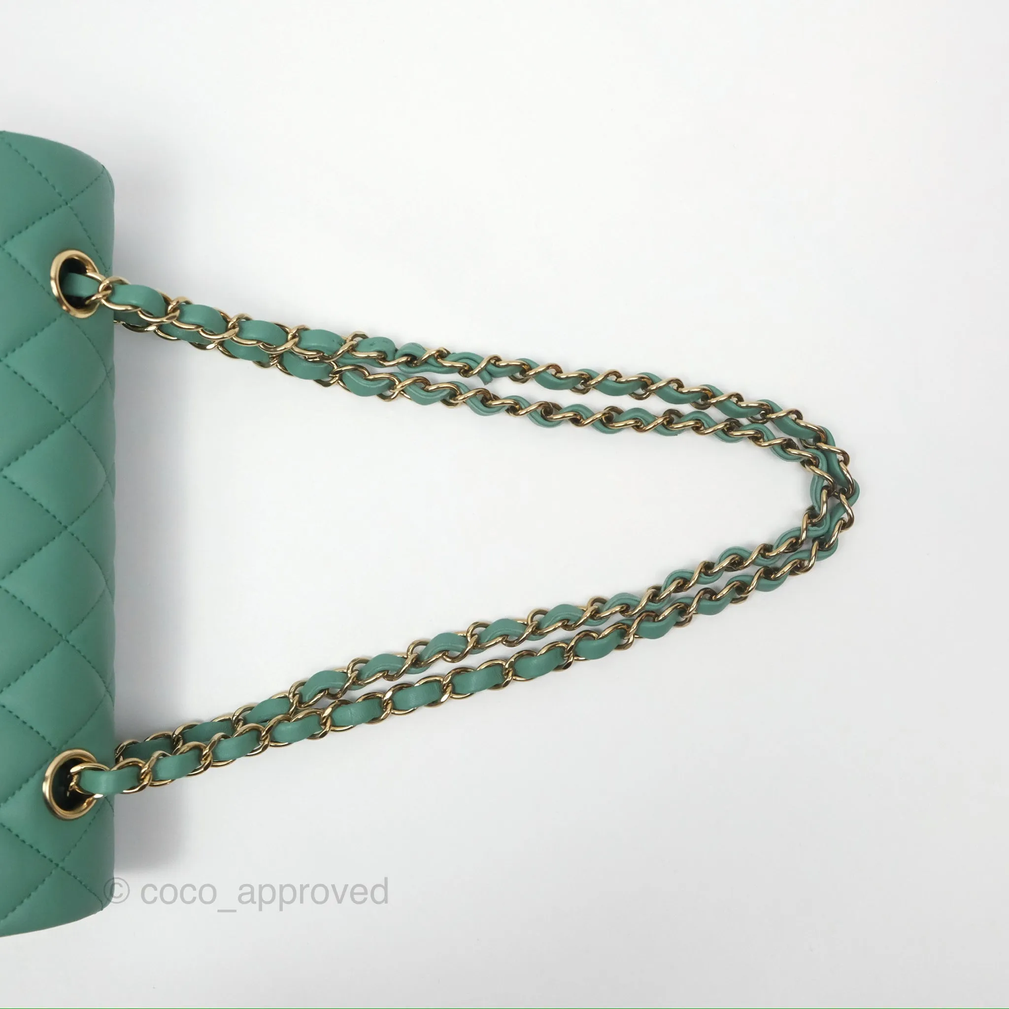 Chanel Small S/M Classic Flap Green Lambskin Gold Hardware