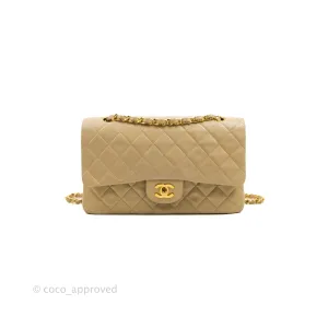 Chanel Vintage Medium Classic Flap Light Beige Lambskin 24K Gold Hardware