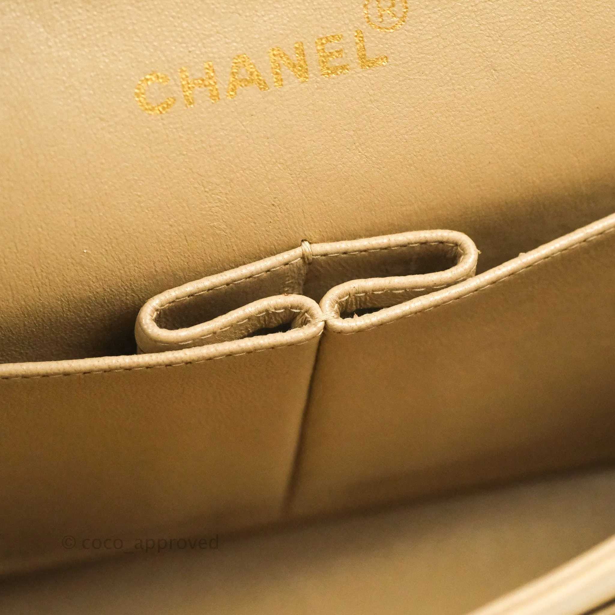 Chanel Vintage Medium Classic Flap Light Beige Lambskin 24K Gold Hardware