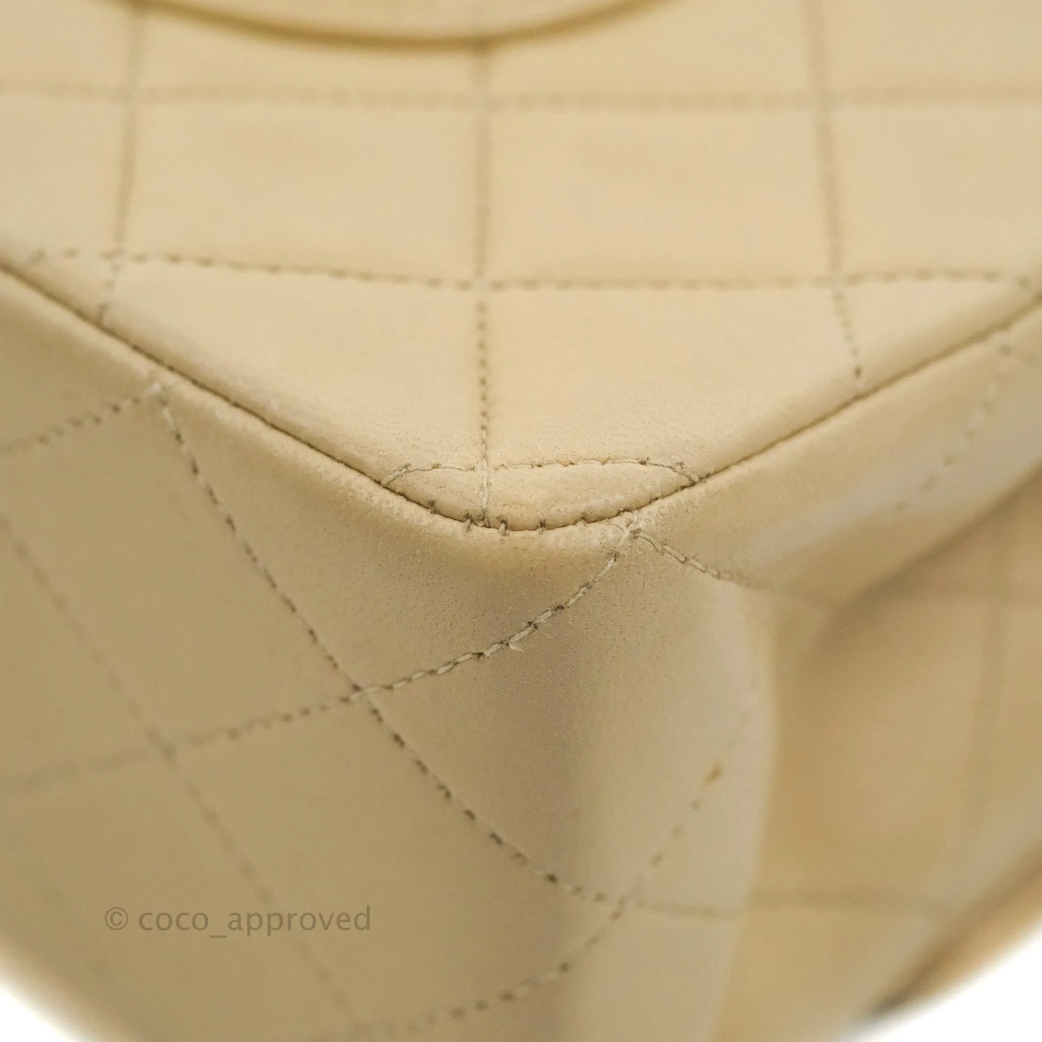Chanel Vintage Medium Classic Flap Light Beige Lambskin 24K Gold Hardware