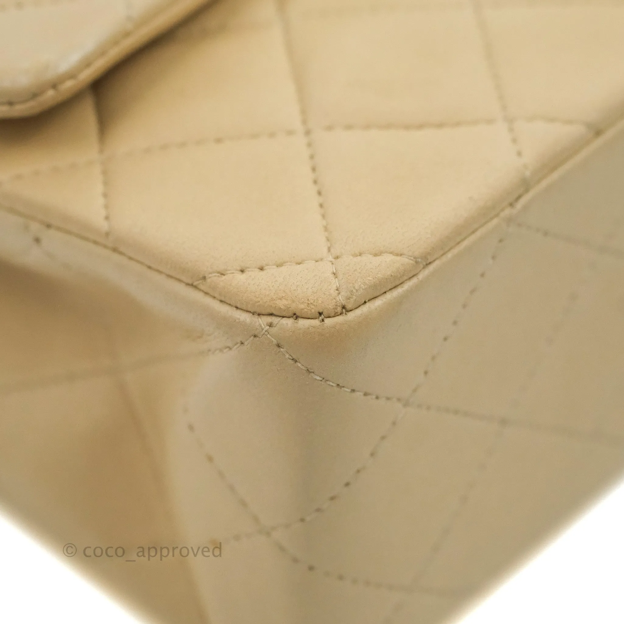 Chanel Vintage Medium Classic Flap Light Beige Lambskin 24K Gold Hardware