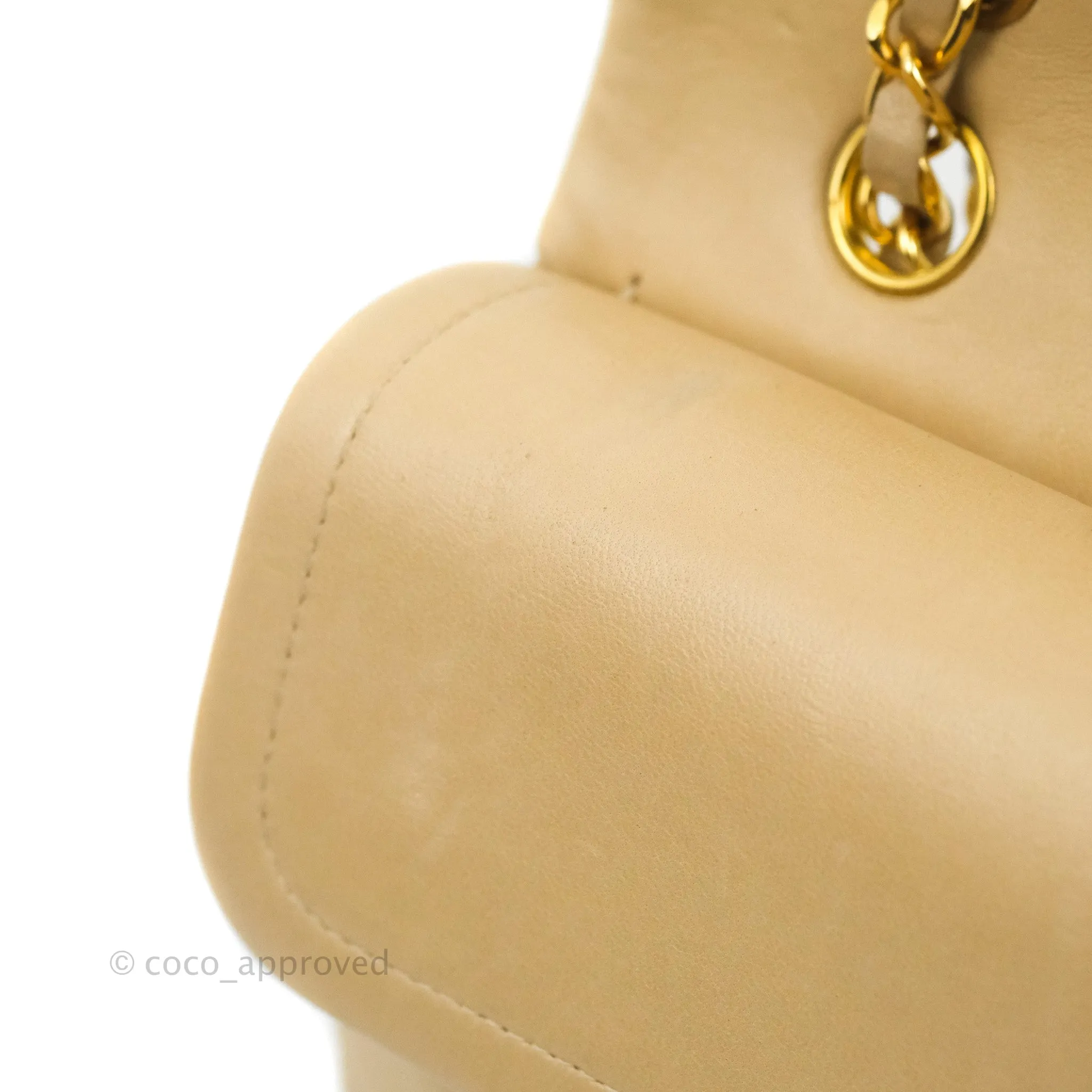 Chanel Vintage Medium Classic Flap Light Beige Lambskin 24K Gold Hardware