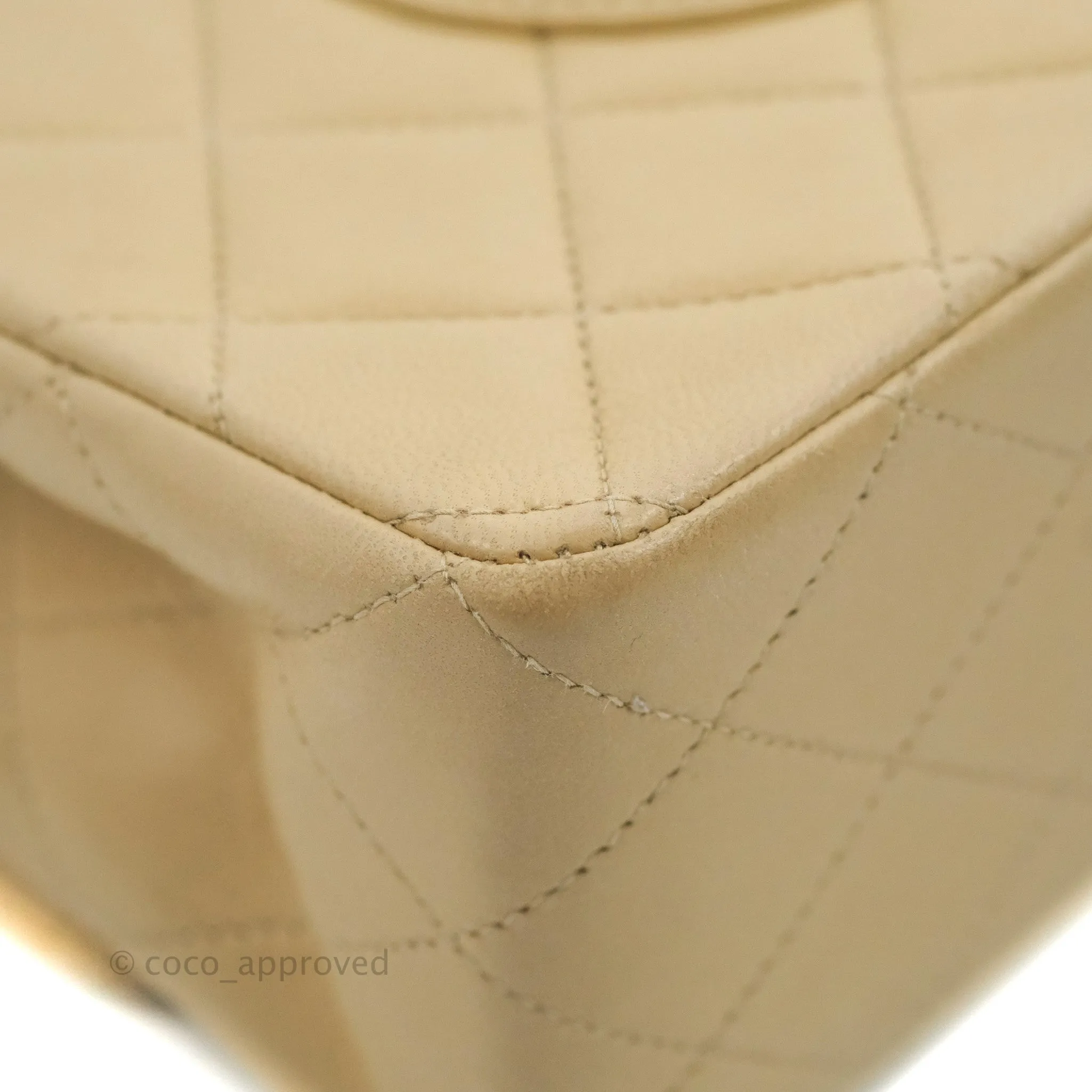 Chanel Vintage Medium Classic Flap Light Beige Lambskin 24K Gold Hardware