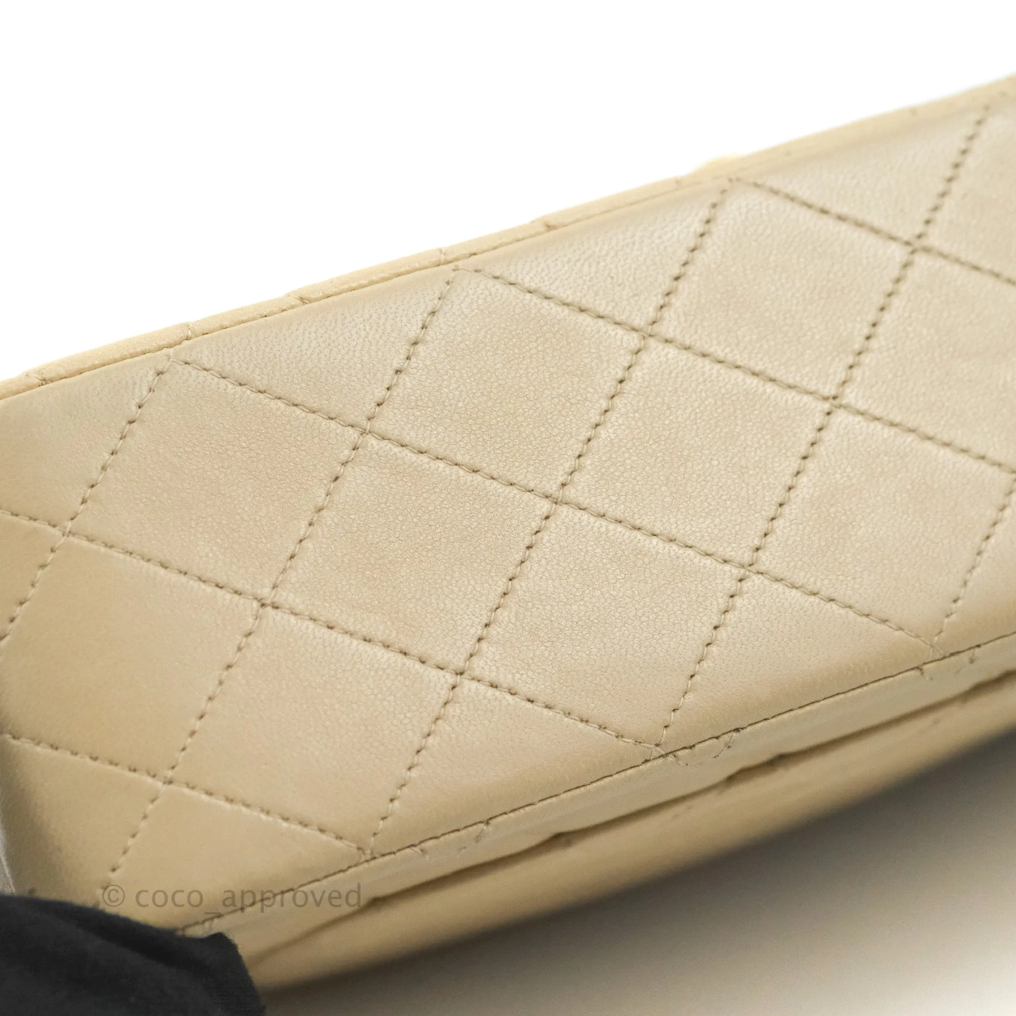 Chanel Vintage Medium Classic Flap Light Beige Lambskin 24K Gold Hardware