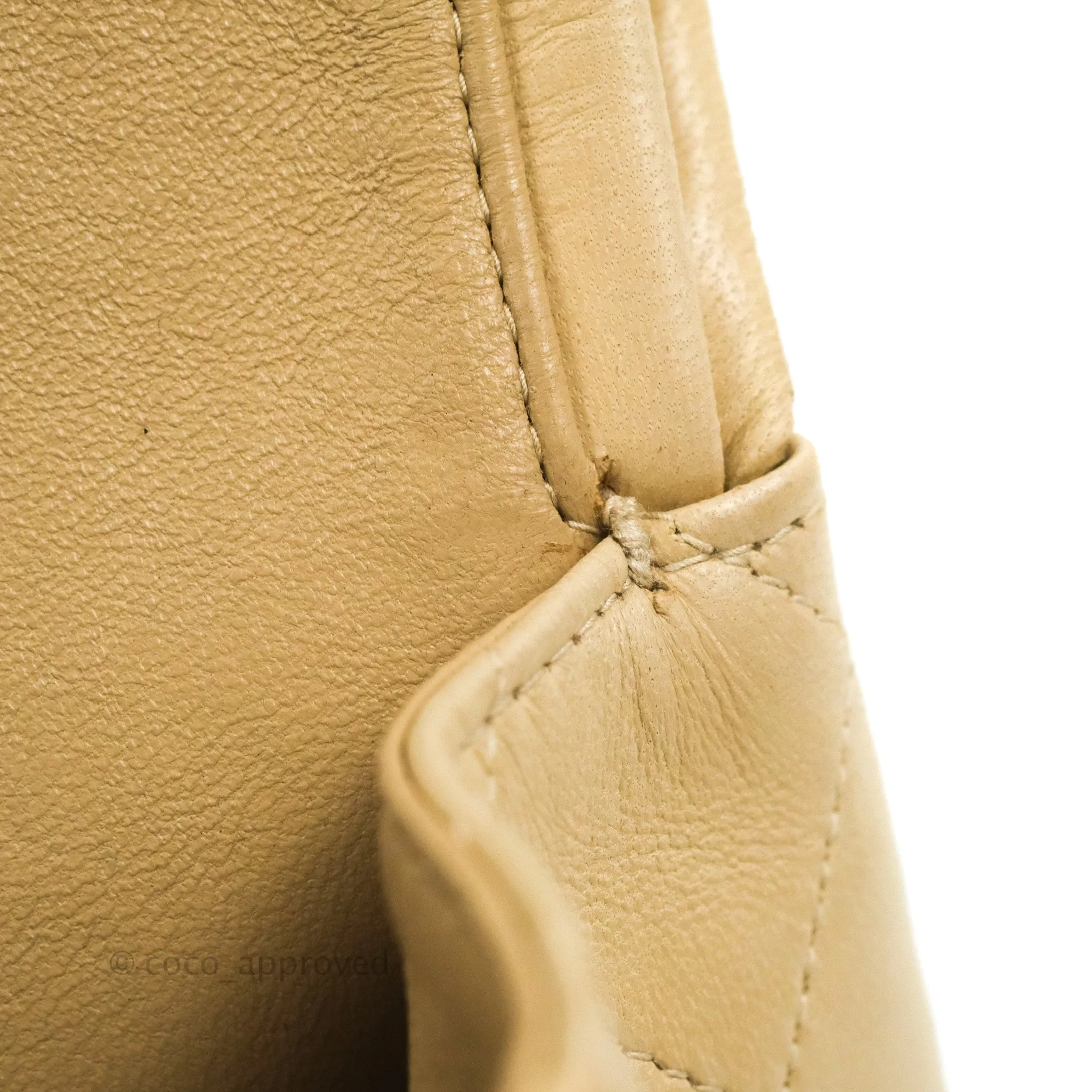 Chanel Vintage Medium Classic Flap Light Beige Lambskin 24K Gold Hardware