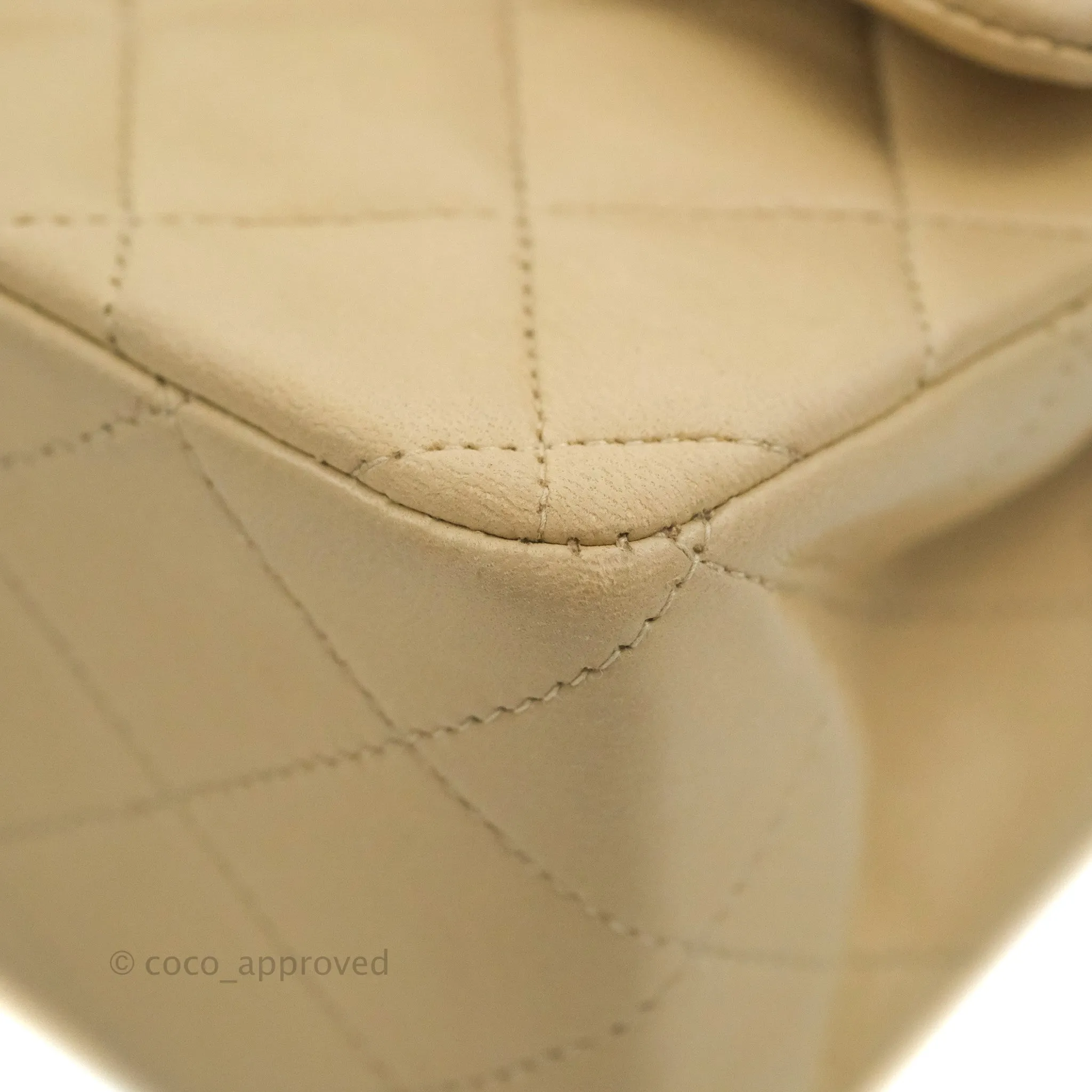 Chanel Vintage Medium Classic Flap Light Beige Lambskin 24K Gold Hardware