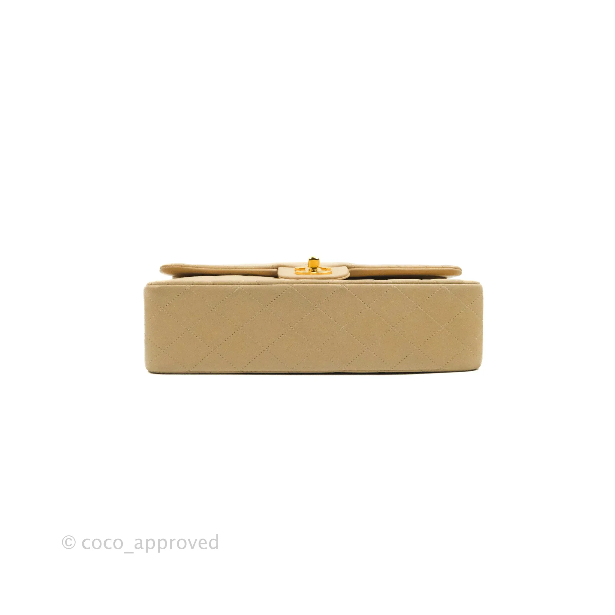 Chanel Vintage Medium Classic Flap Light Beige Lambskin 24K Gold Hardware