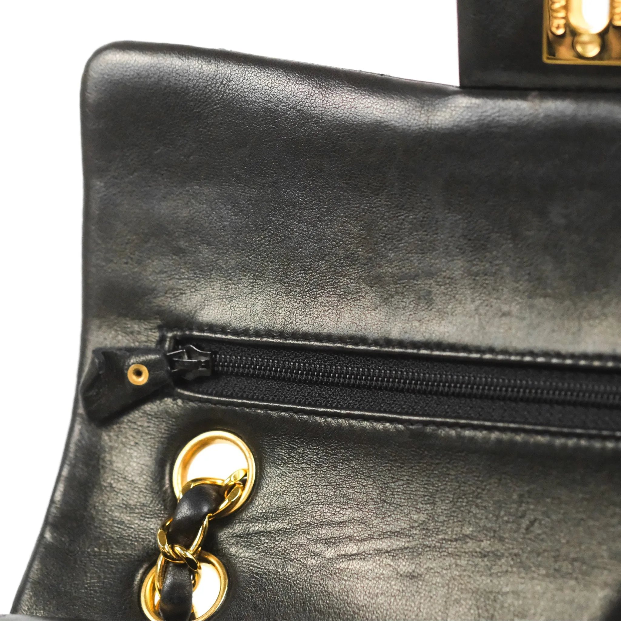 Chanel Vintage Small Classic Flap Black Lambskin 24K Gold Hardware