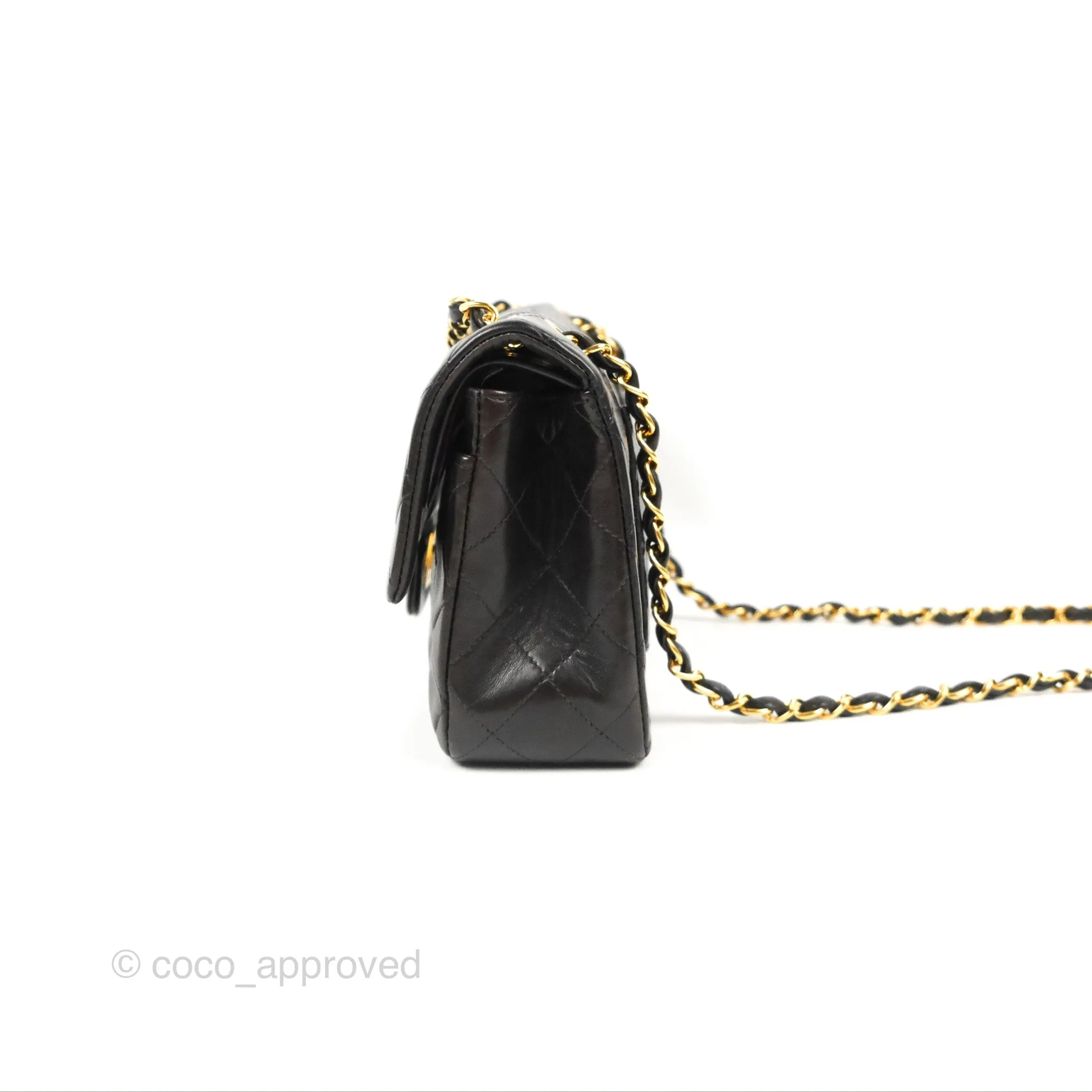 Chanel Vintage Small Classic Flap Black Lambskin 24K Gold Hardware