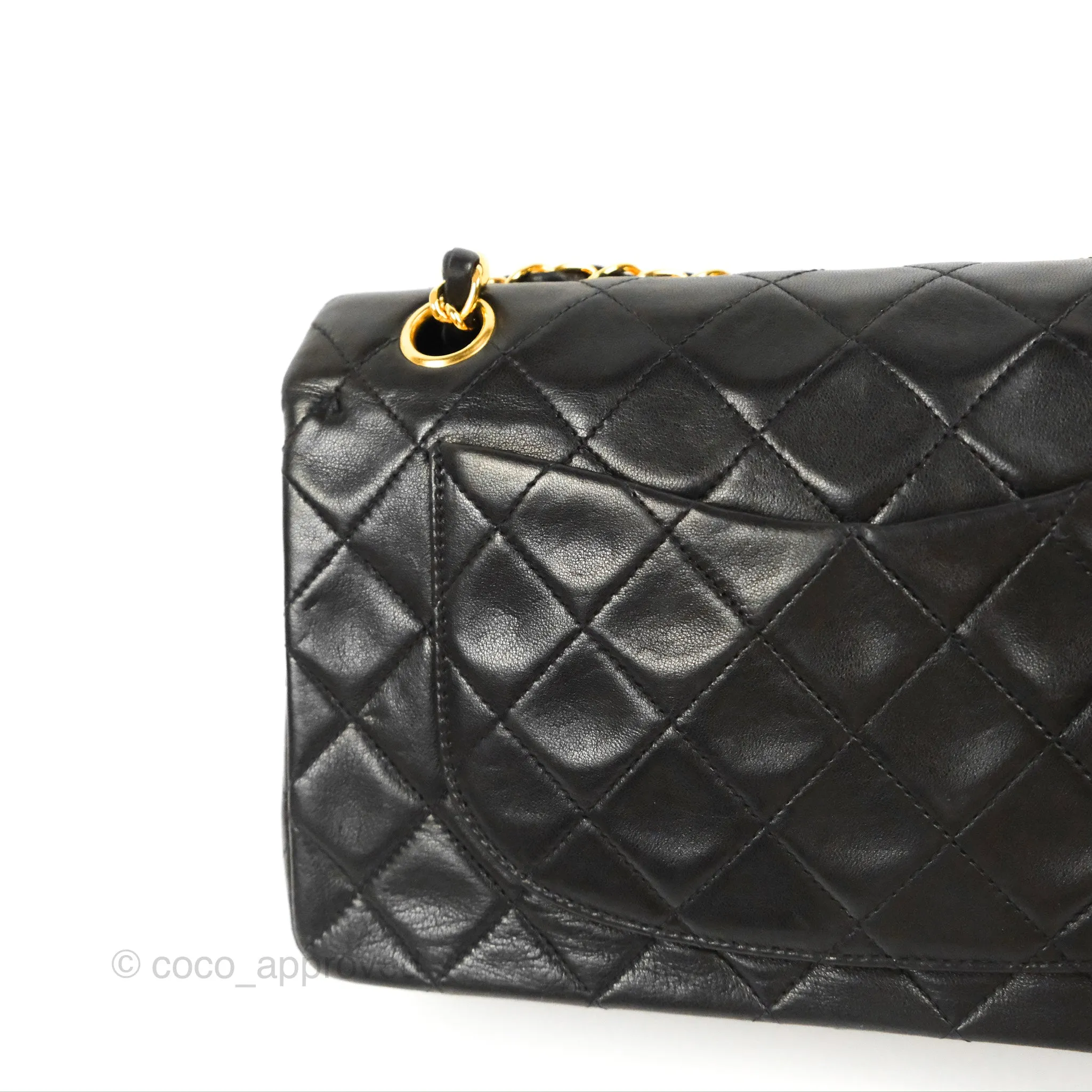 Chanel Vintage Small Classic Flap Black Lambskin 24K Gold Hardware