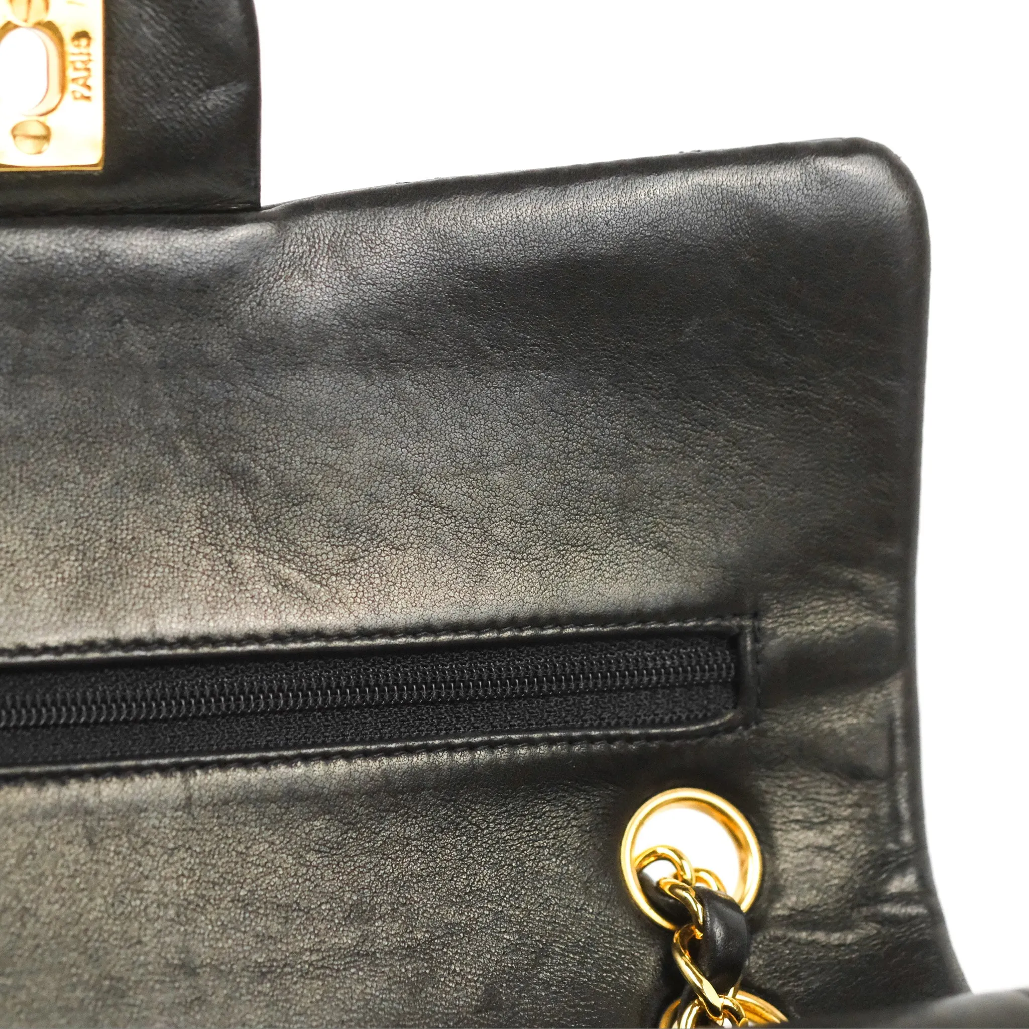 Chanel Vintage Small Classic Flap Black Lambskin 24K Gold Hardware