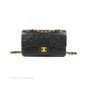 Chanel Vintage Small Classic Flap Black Lambskin 24K Gold Hardware