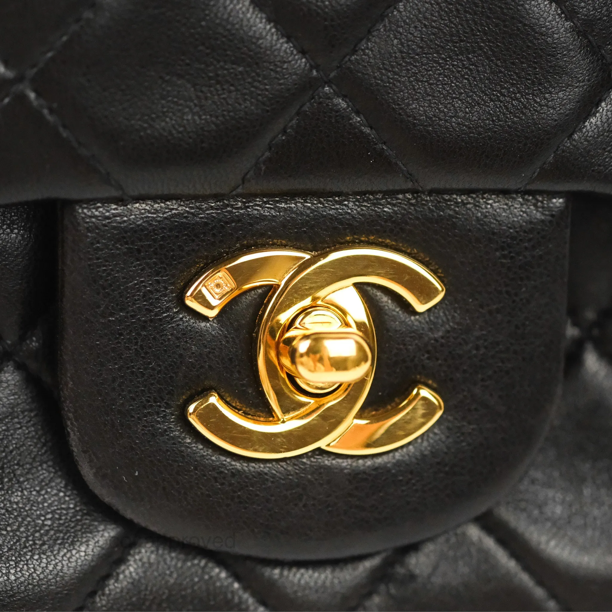 Chanel Vintage Small Classic Flap Black Lambskin 24K Gold Hardware