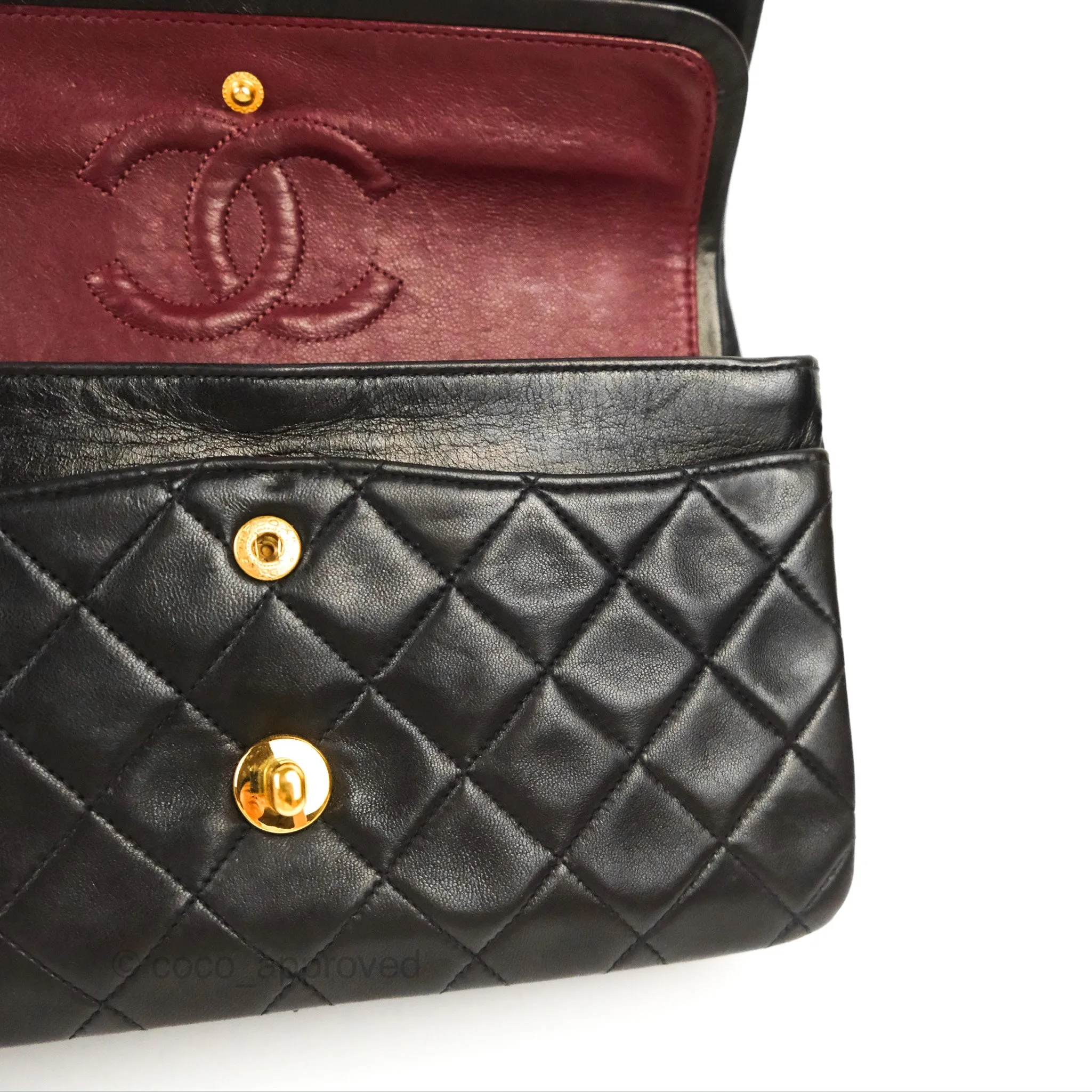 Chanel Vintage Small Classic Flap Black Lambskin 24K Gold Hardware