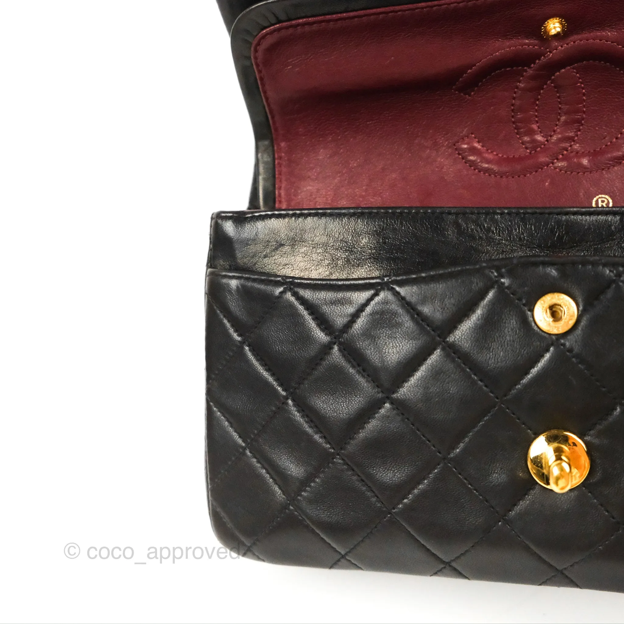 Chanel Vintage Small Classic Flap Black Lambskin 24K Gold Hardware