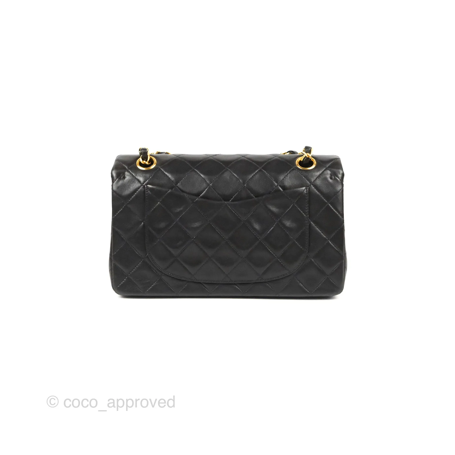 Chanel Vintage Small Classic Flap Black Lambskin 24K Gold Hardware