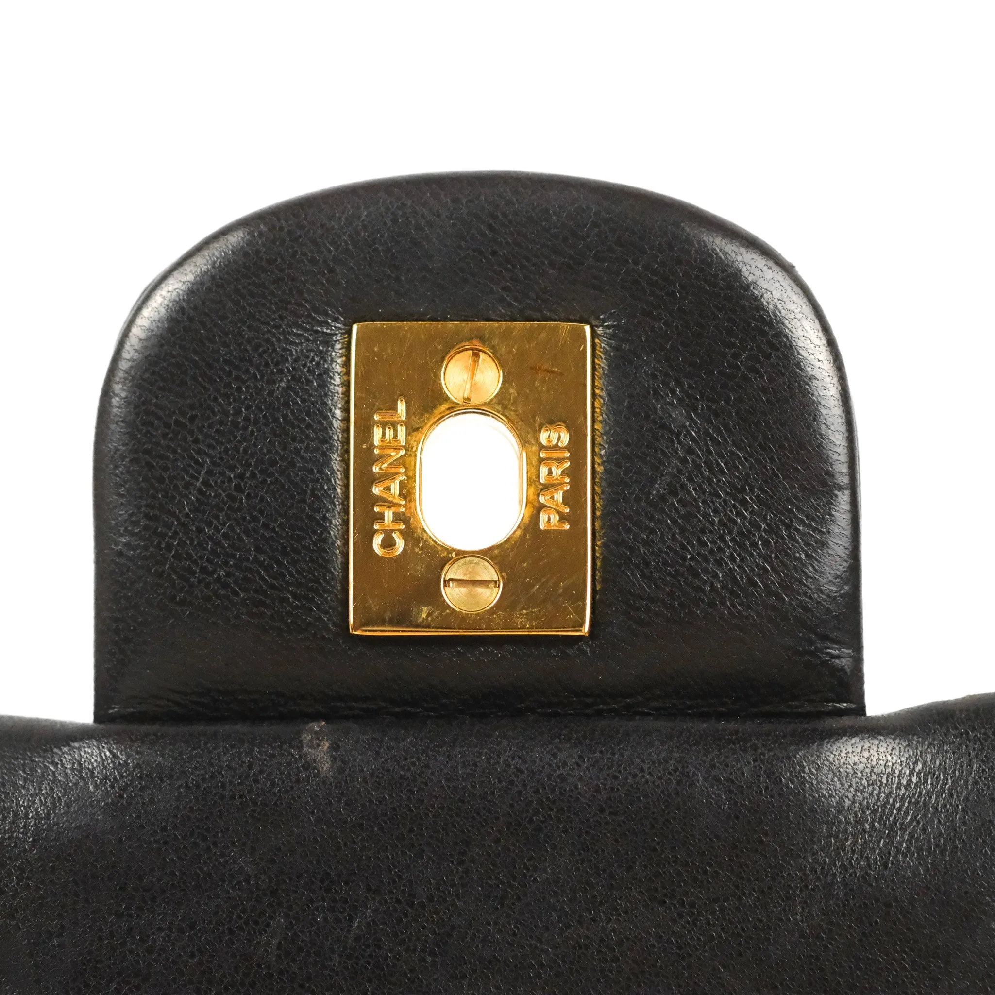 Chanel Vintage Small Classic Flap Black Lambskin 24K Gold Hardware