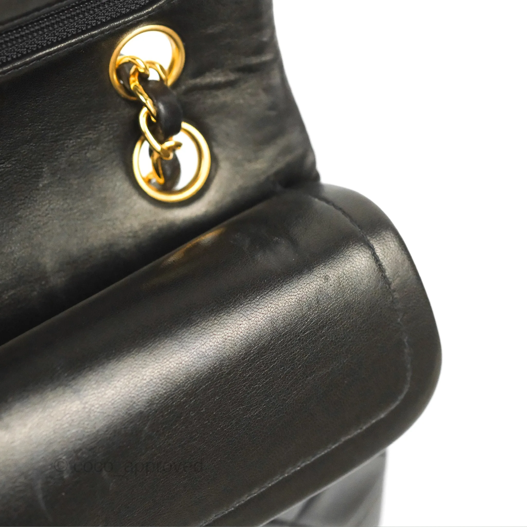 Chanel Vintage Small Classic Flap Black Lambskin 24K Gold Hardware