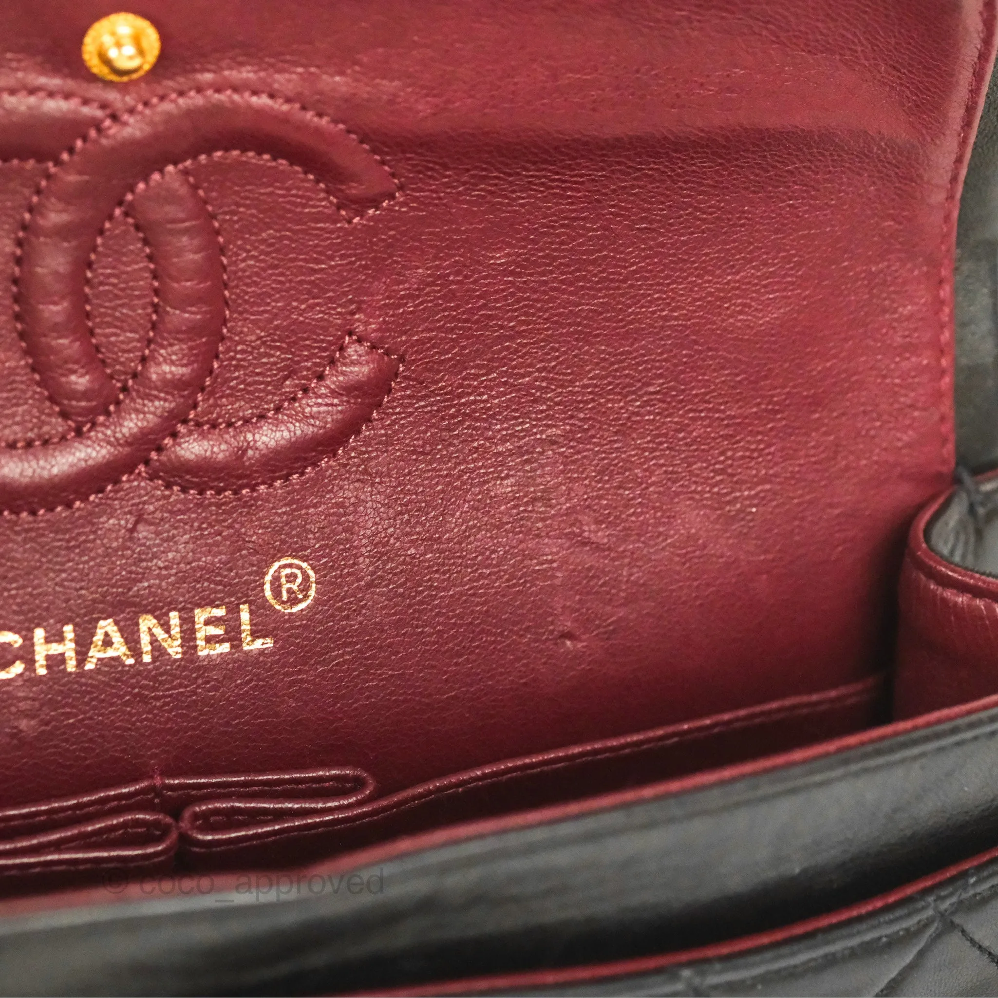 Chanel Vintage Small Classic Flap Black Lambskin 24K Gold Hardware