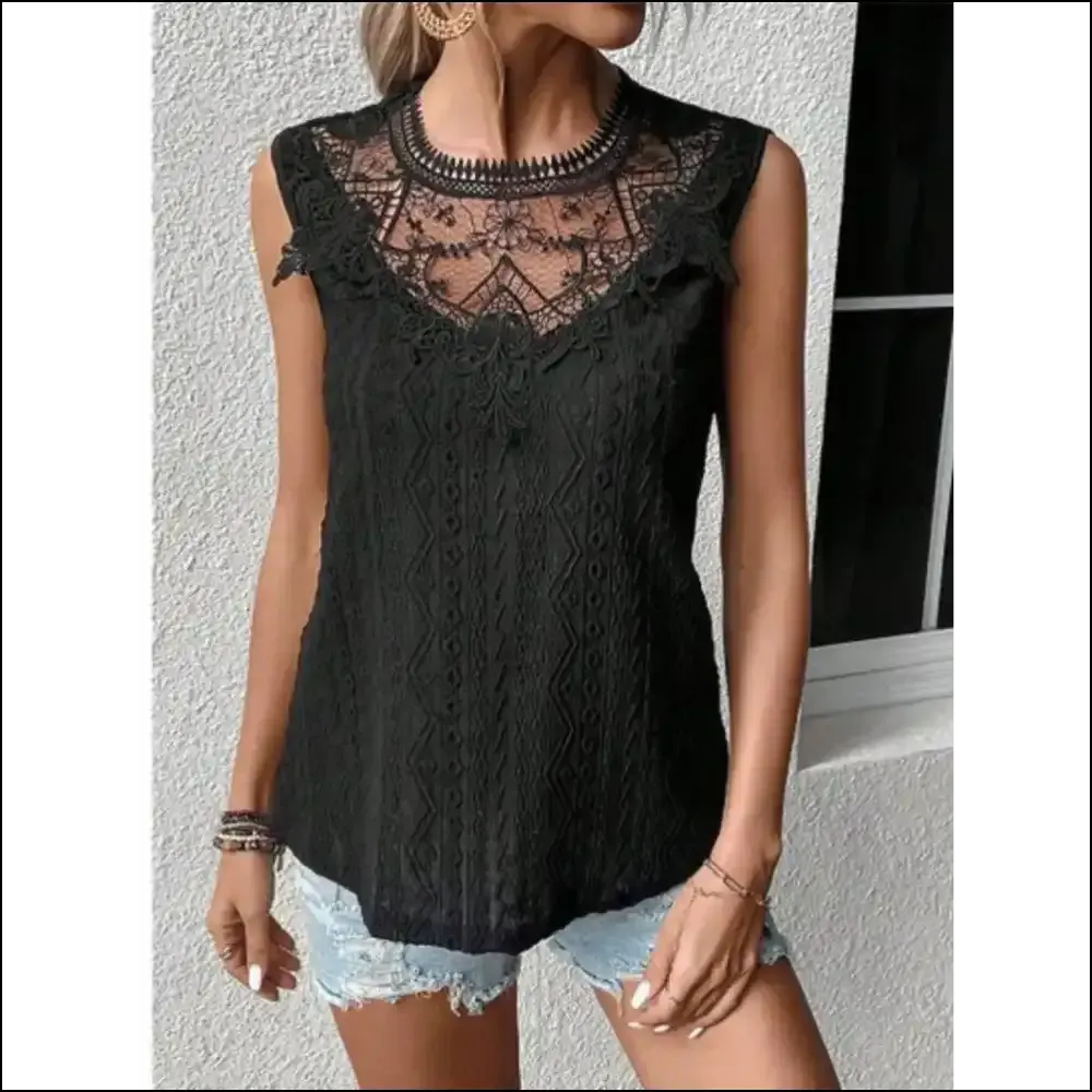 Chic Lace Eyelet Sleeveless Top