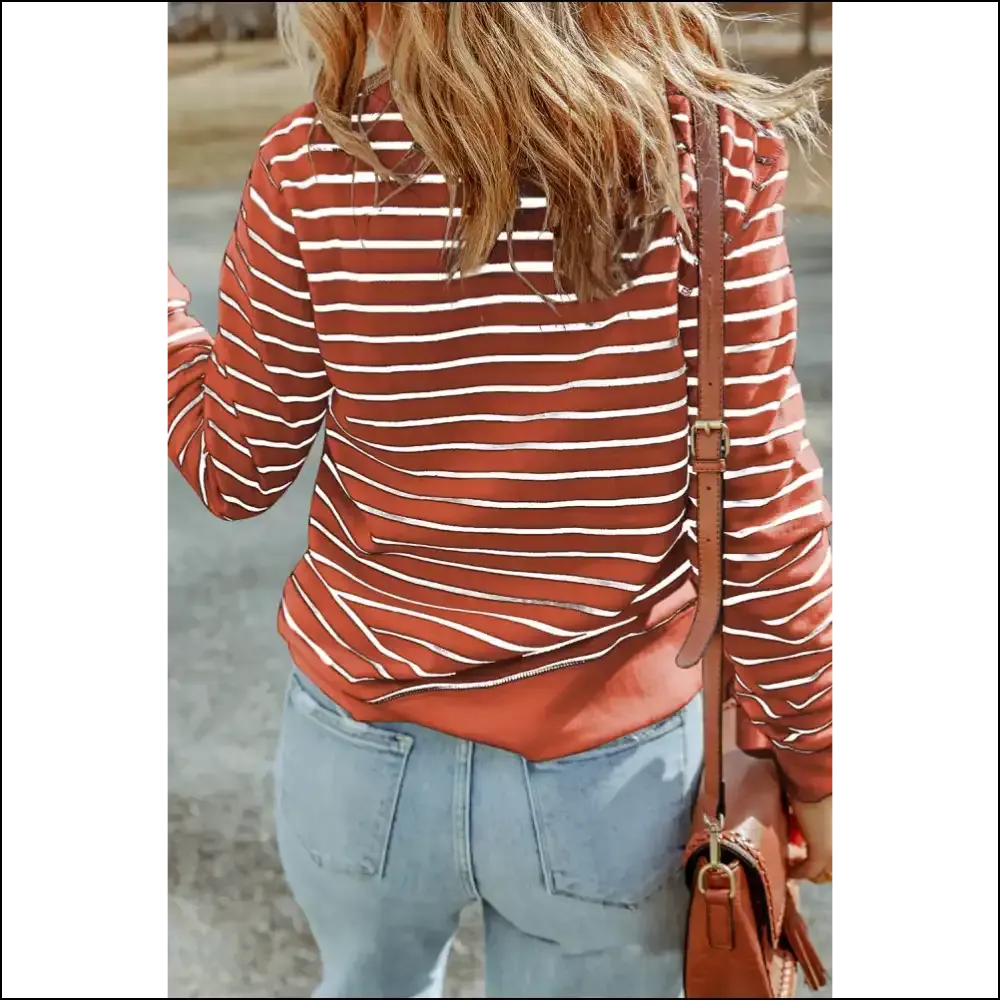 Chic Striped Long Sleeve Round Neck Top