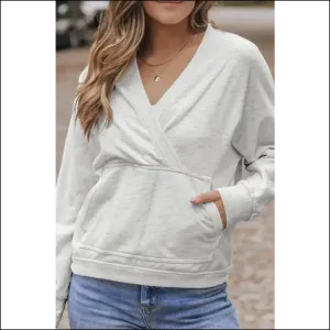 Chic Surplice Long Sleeve Sweatshirt: Fabulousness in Every Stitched Fiber! 😄