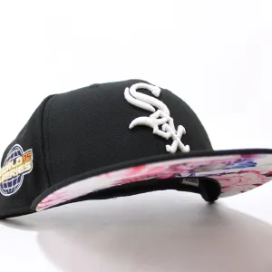 Chicago White Sox 2005 World Series New Era Fitted 59Fifty Hat (Glow in the Dark Logo Black Floral Under Brim)