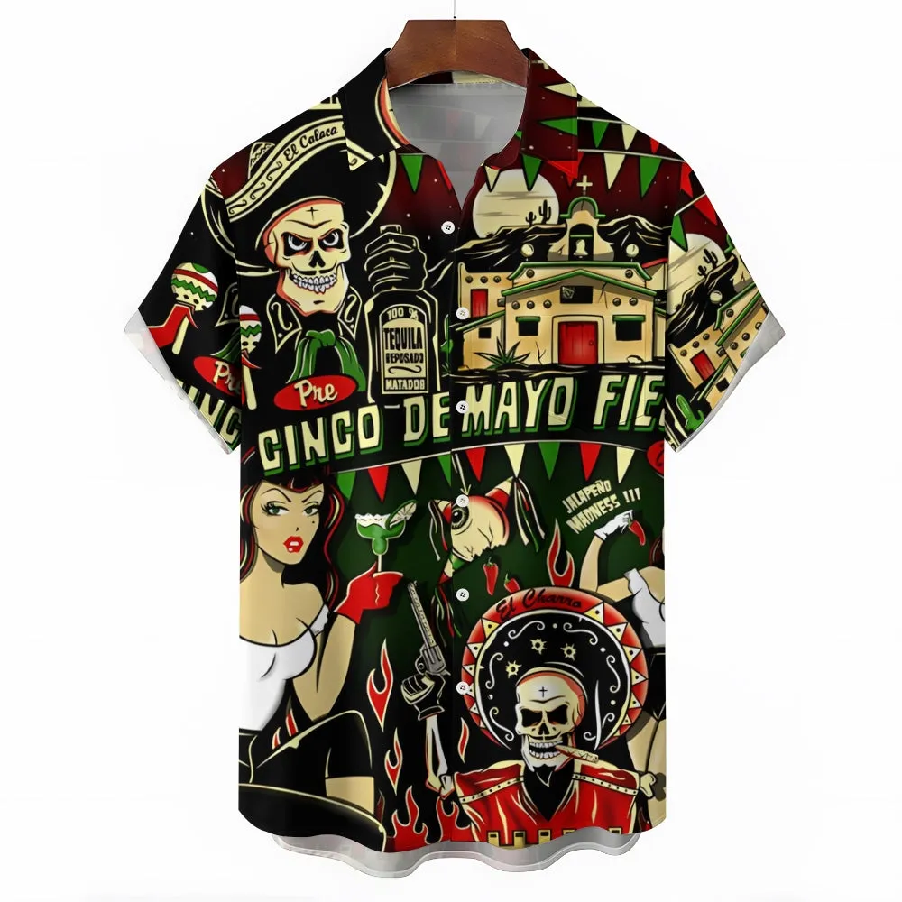 Cinco De Mayo Mexico Casual Short Sleeve Shirt 2404000286