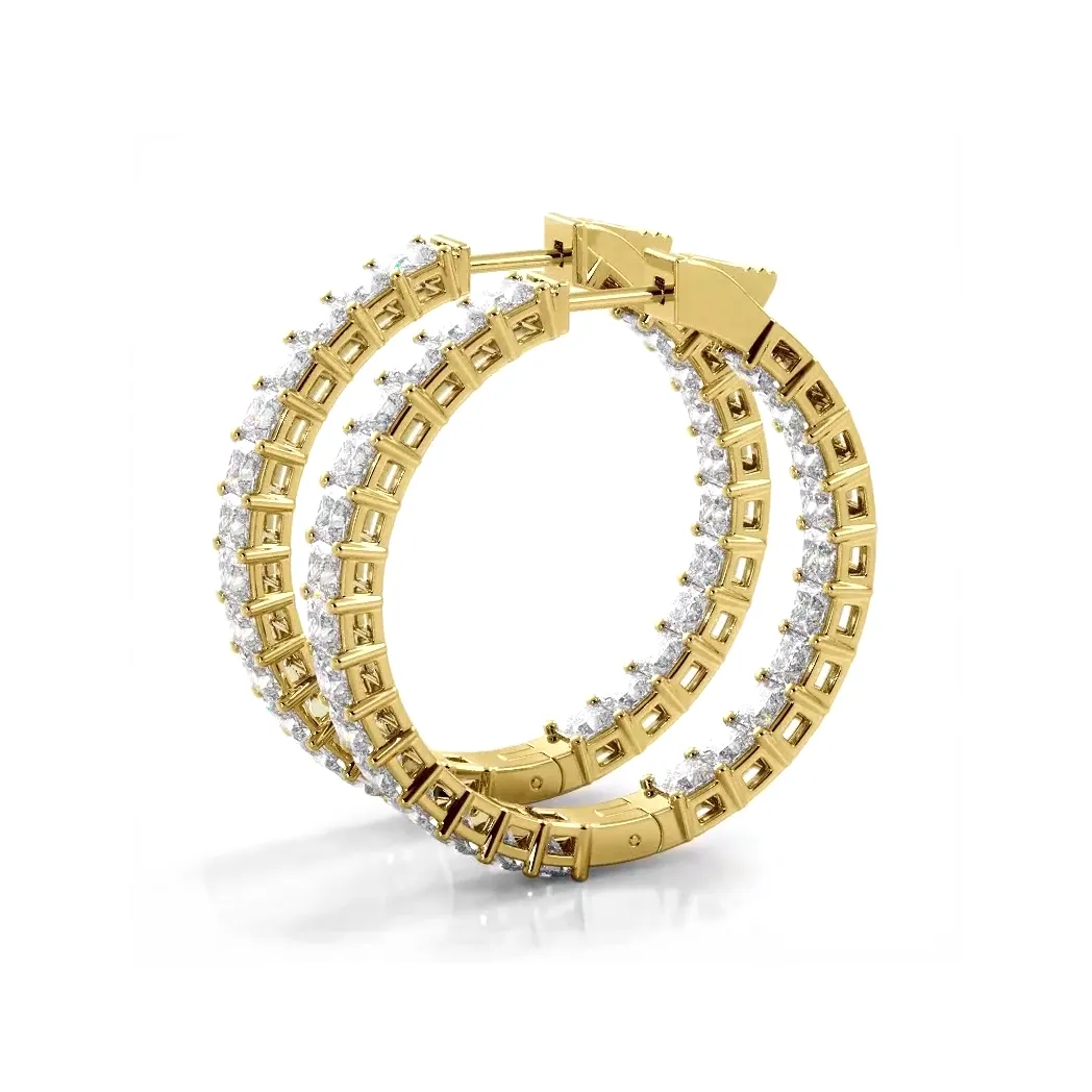 Classic 8.0 ctw. Princess Cut Diamond Hoop Earrings