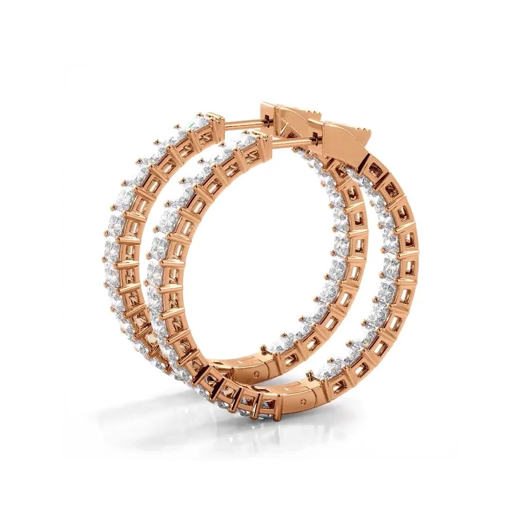 Classic 8.0 ctw. Princess Cut Diamond Hoop Earrings