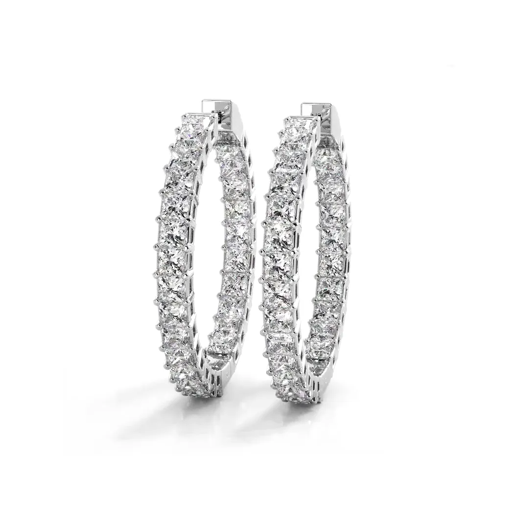 Classic 8.0 ctw. Princess Cut Diamond Hoop Earrings
