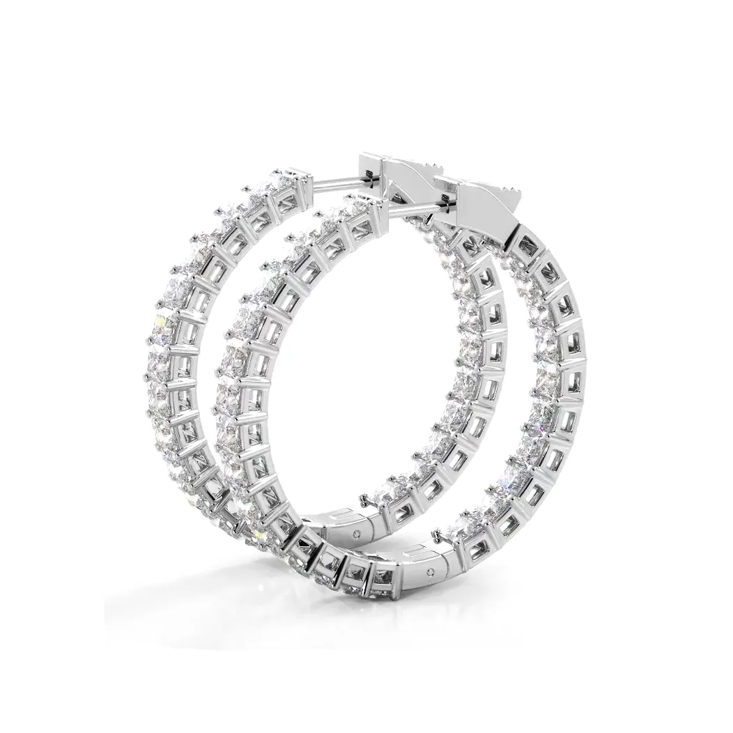 Classic 8.0 ctw. Princess Cut Diamond Hoop Earrings