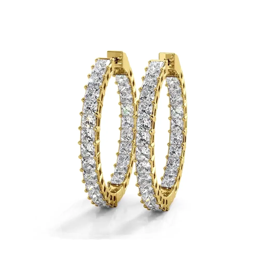 Classic 8.0 ctw. Princess Cut Diamond Hoop Earrings