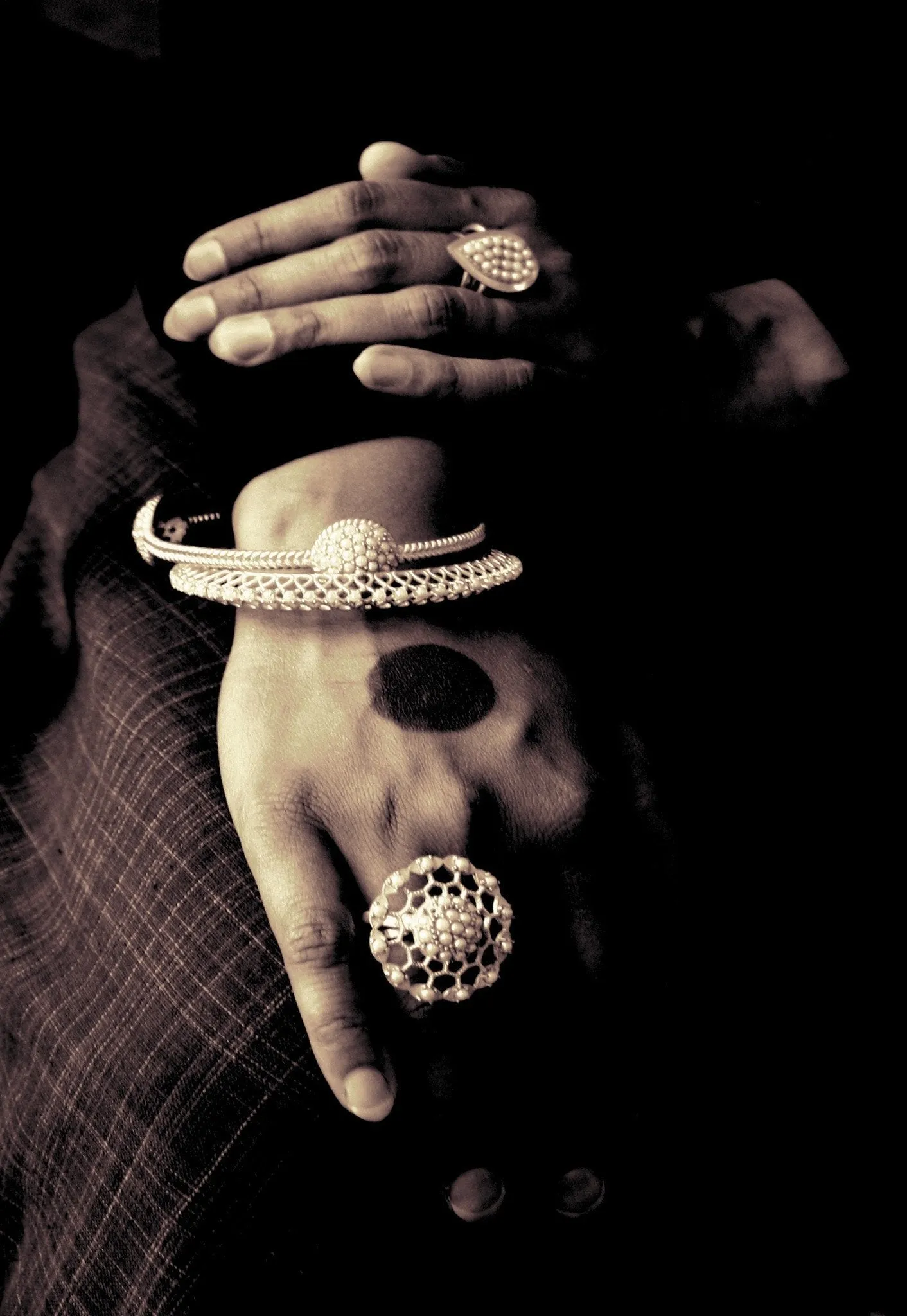 Classic and timeless, pearl encrusted statement bangle