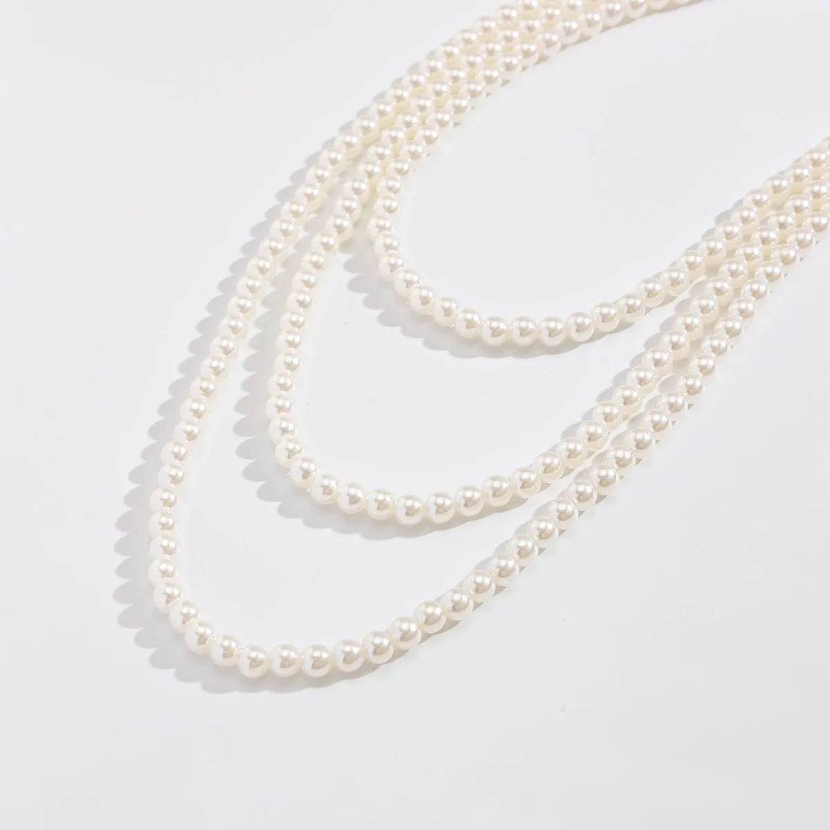 Classic Layered Pearl Long Chain Necklace