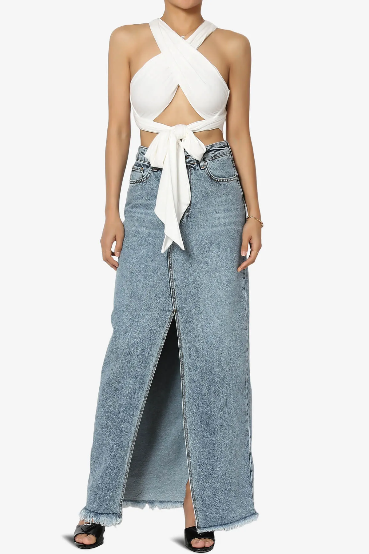 Clementine Multi Way Scarf Wrap Crop Top