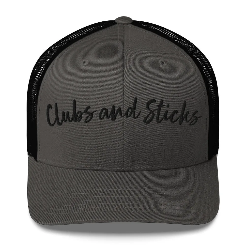 Clubs and Sticks Trucker Cap Embroidered Trucker Cap