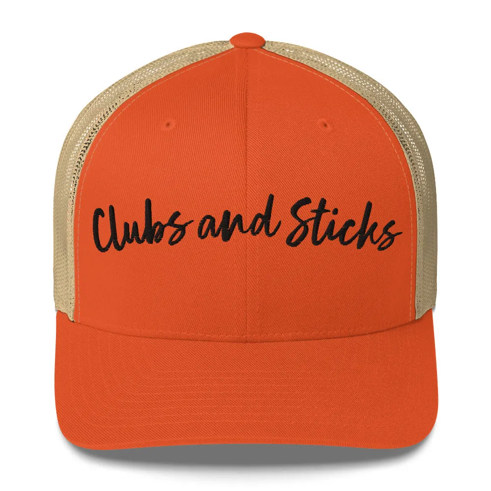 Clubs and Sticks Trucker Cap Embroidered Trucker Cap