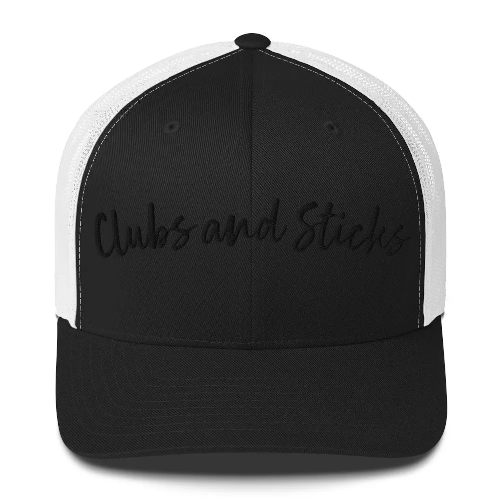 Clubs and Sticks Trucker Cap Embroidered Trucker Cap