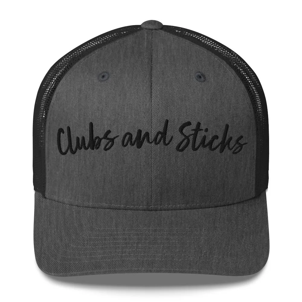 Clubs and Sticks Trucker Cap Embroidered Trucker Cap