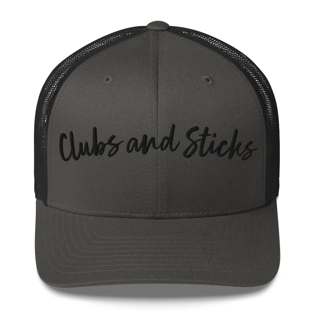 Clubs and Sticks Trucker Cap Embroidered Trucker Cap